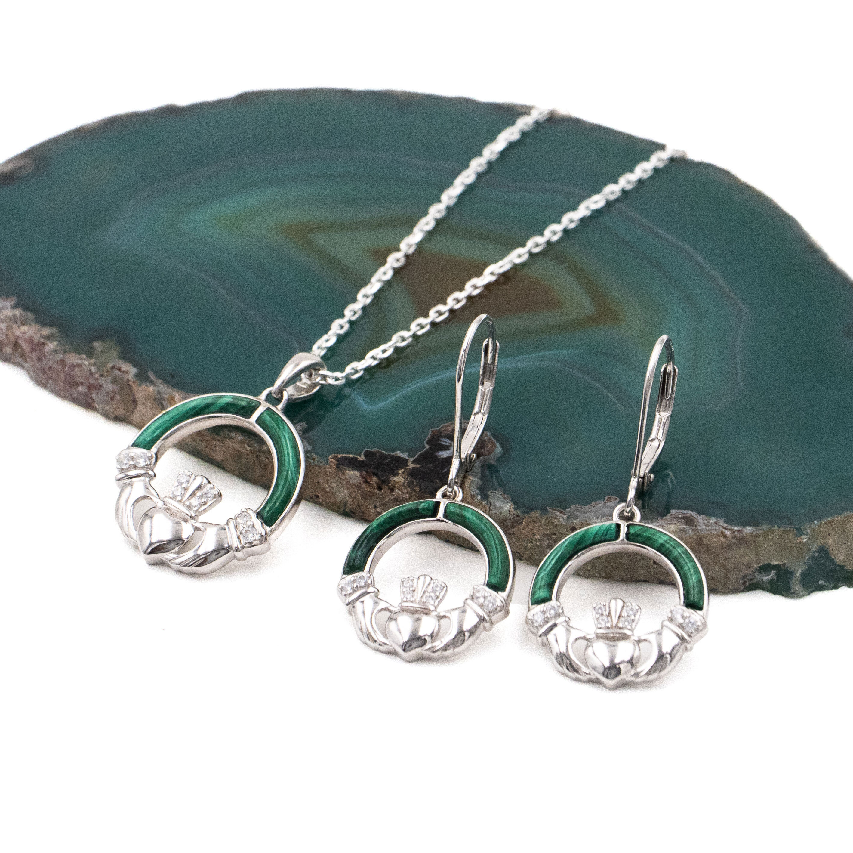 Malachite Claddagh Gift set