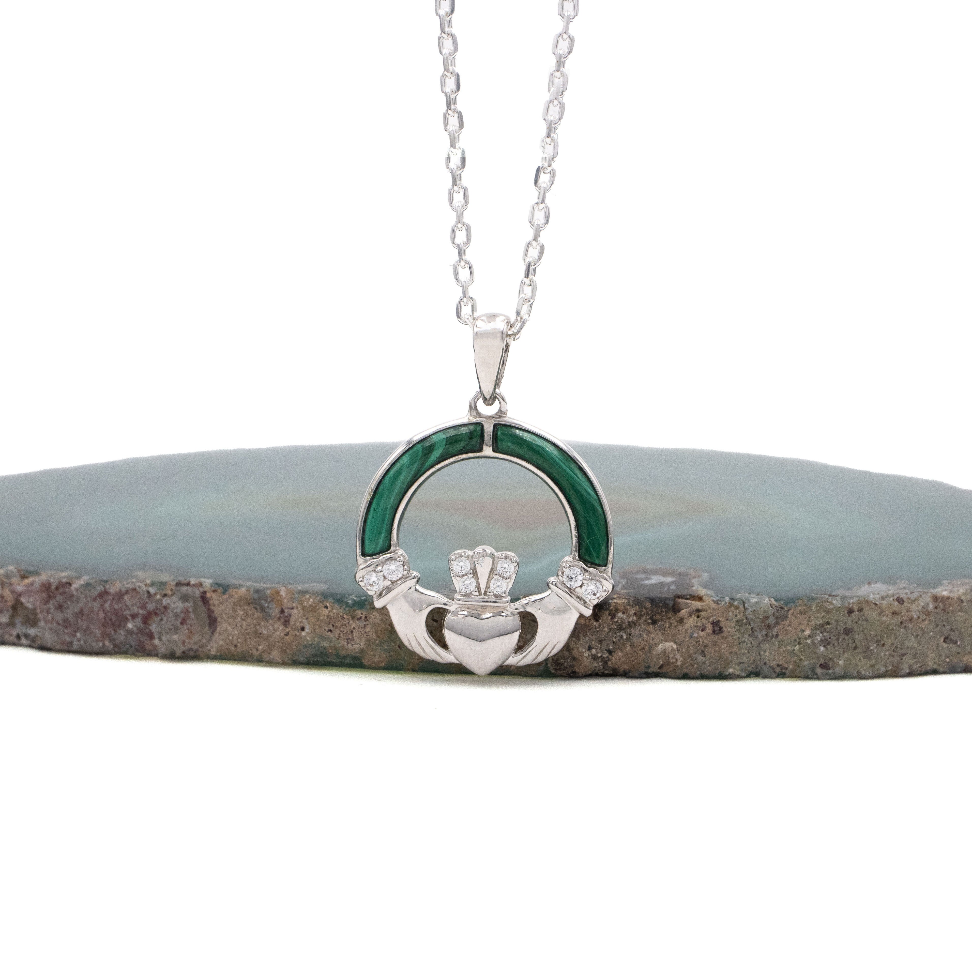Malachite Claddagh Necklace