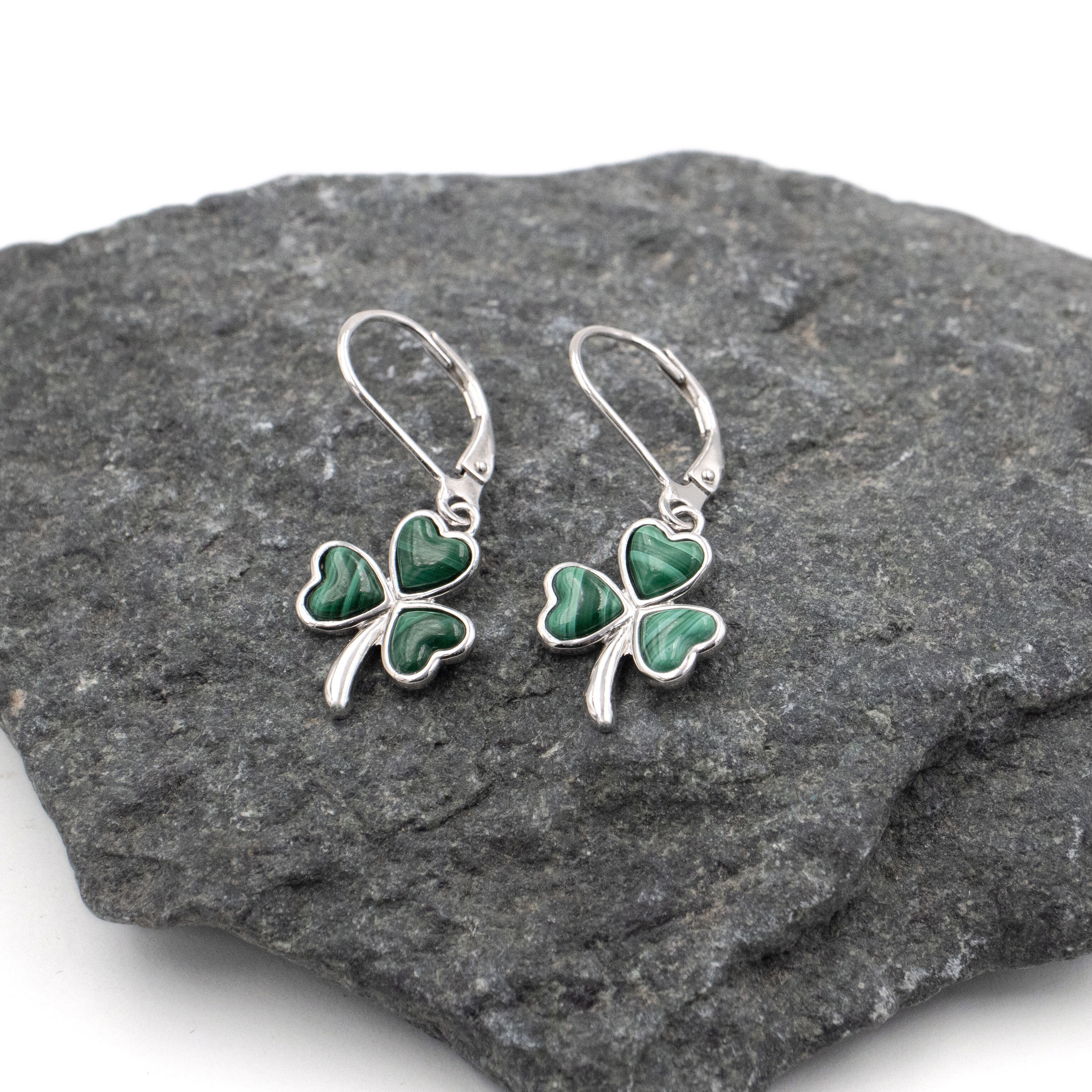 Womens Shamrock Gift Set in Sterling Silver With a Polished Finish