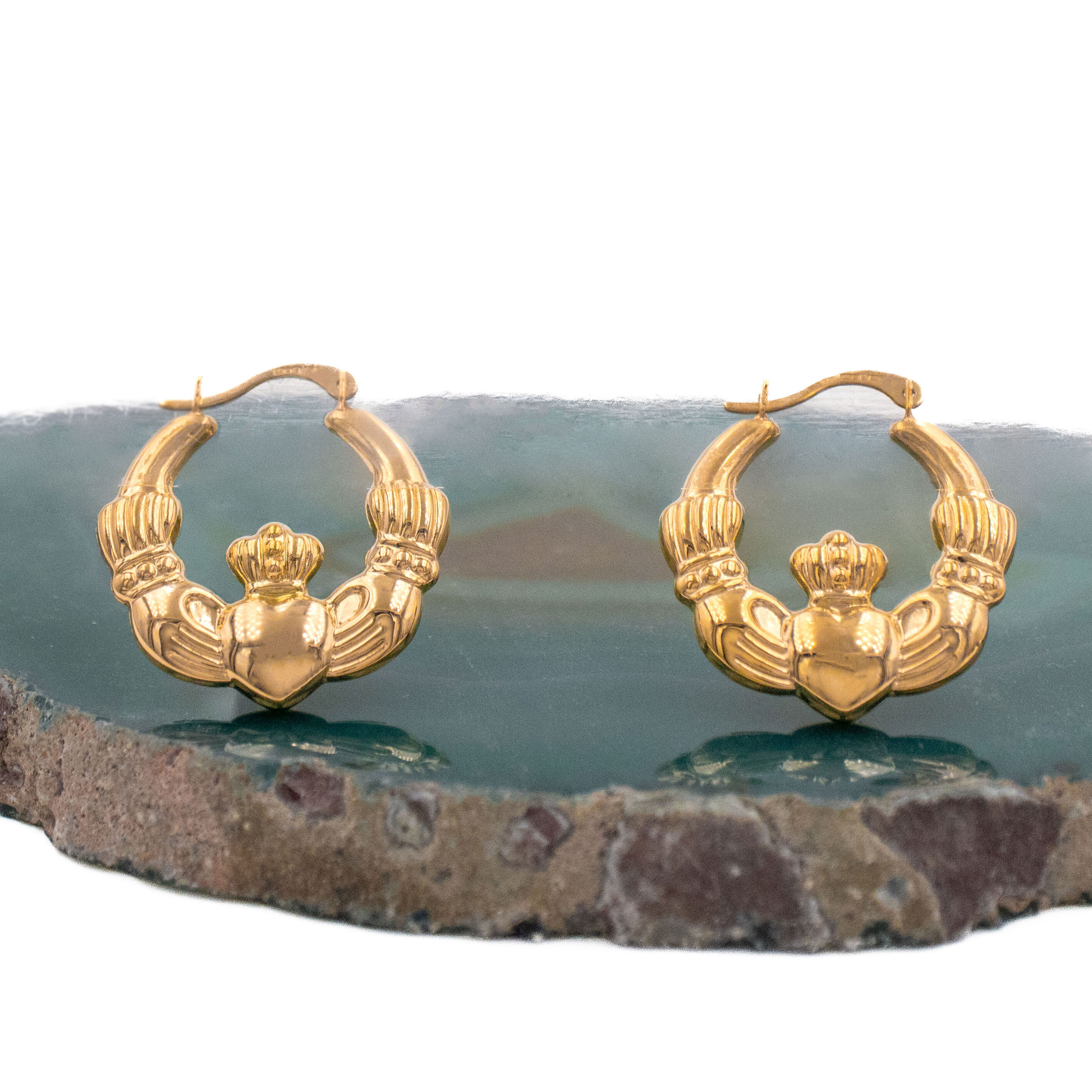 Gold Claddagh Hoop Earrings