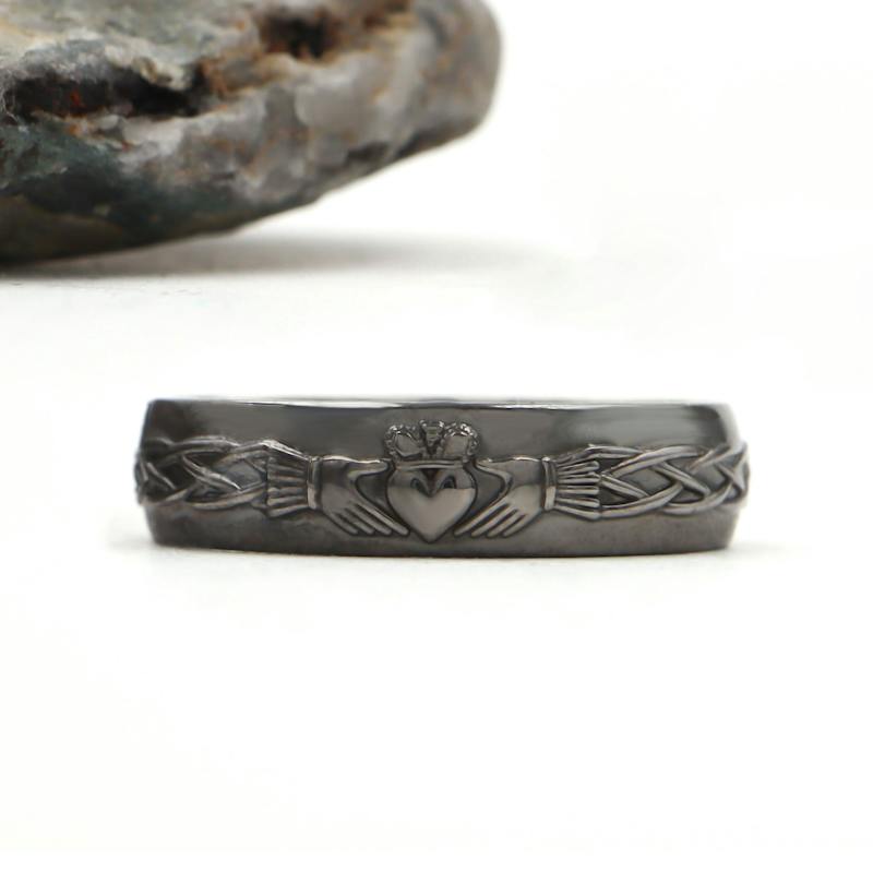 Black Claddagh Wedding Band, From Ireland