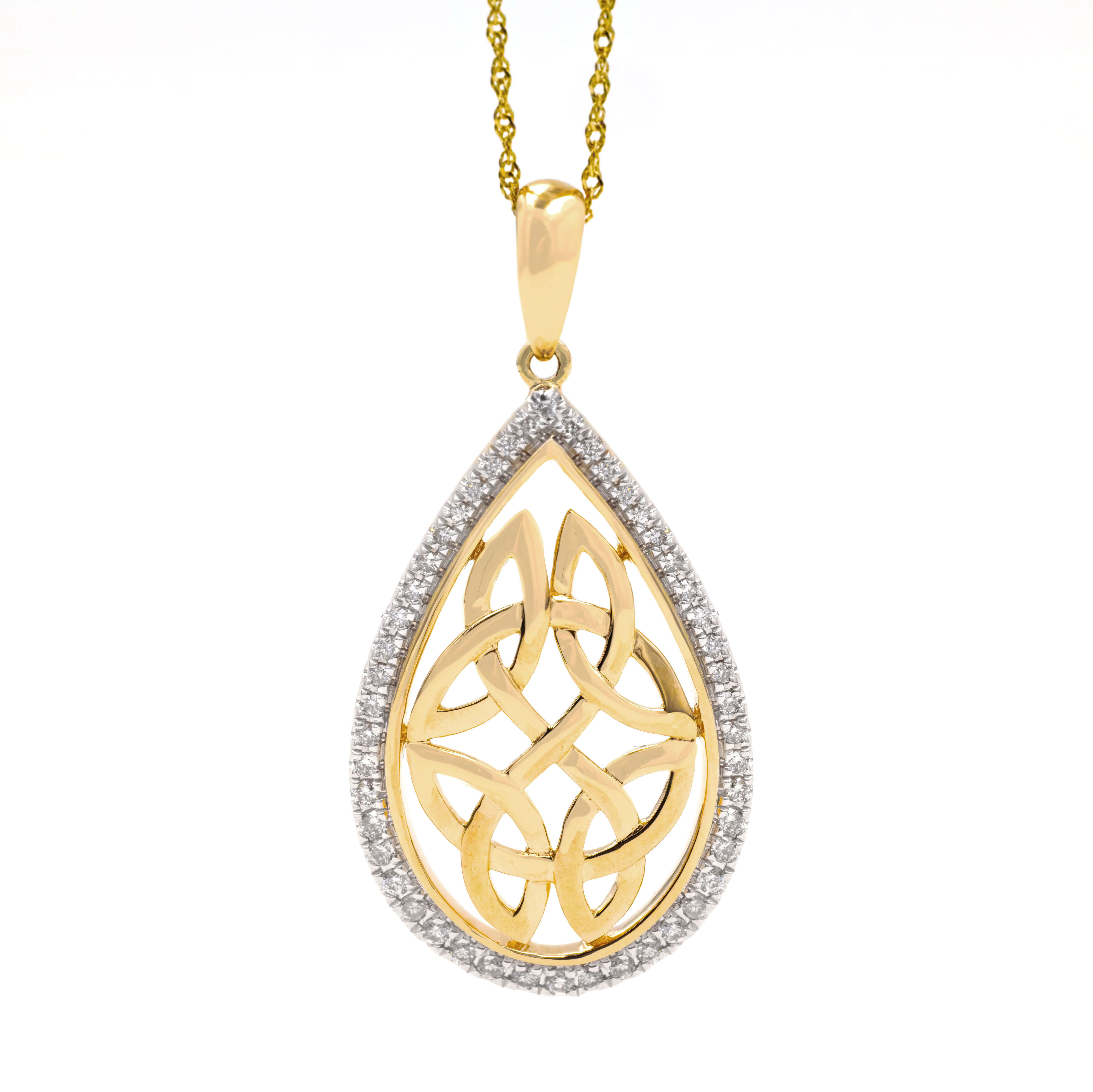 Womens Trinity Knot Necklace in Yellow Gold