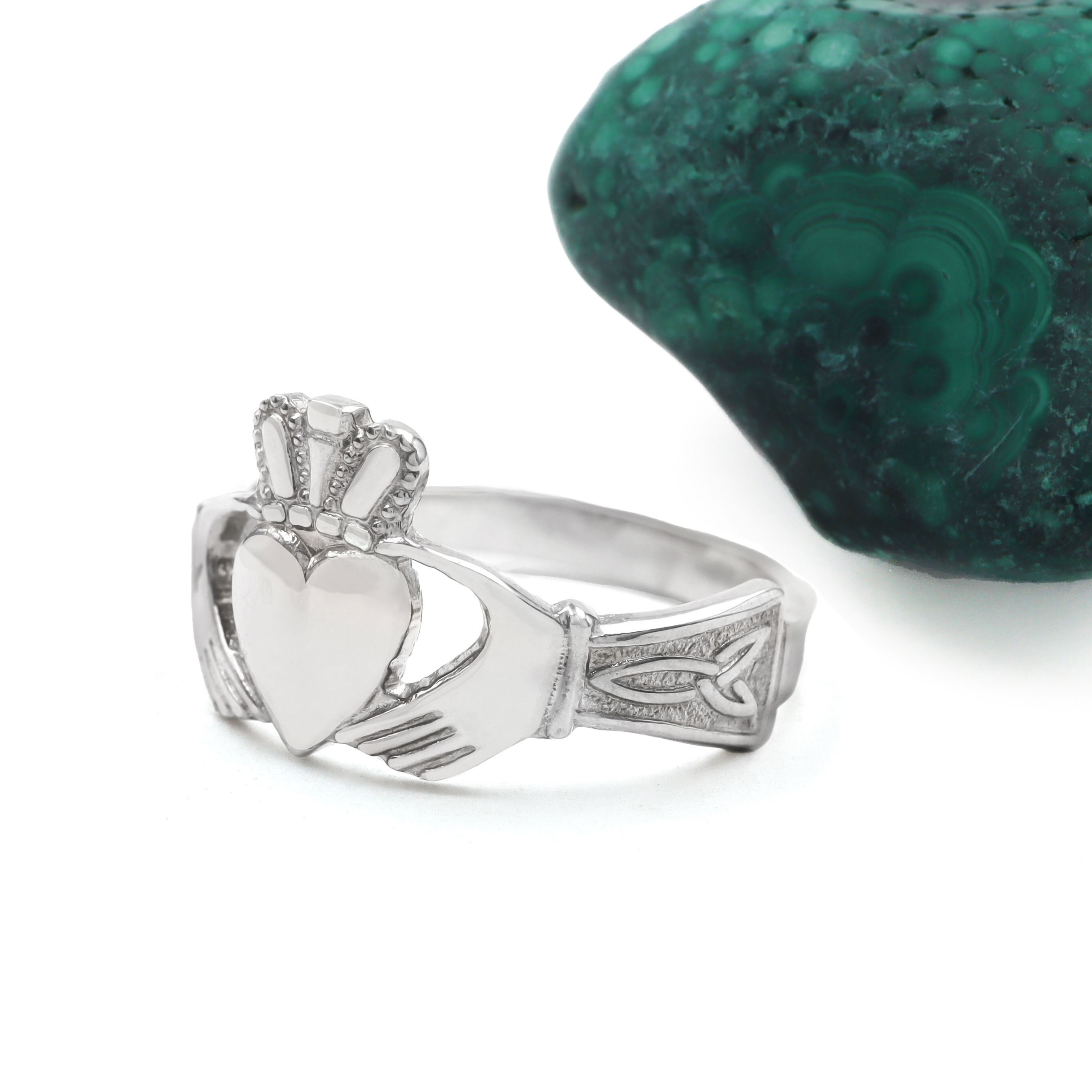 Mens Claddagh Ring with Trinity Knot Cuffs