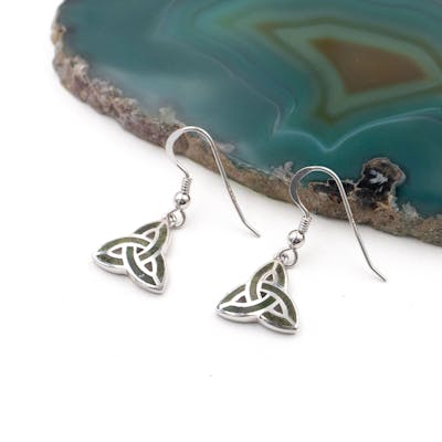Smeraldo Celtico Trinità Orecchini Pendenti Argento Sterling Smeraldo Celtico Trinità Orecchini Pendenti Argento Sterling