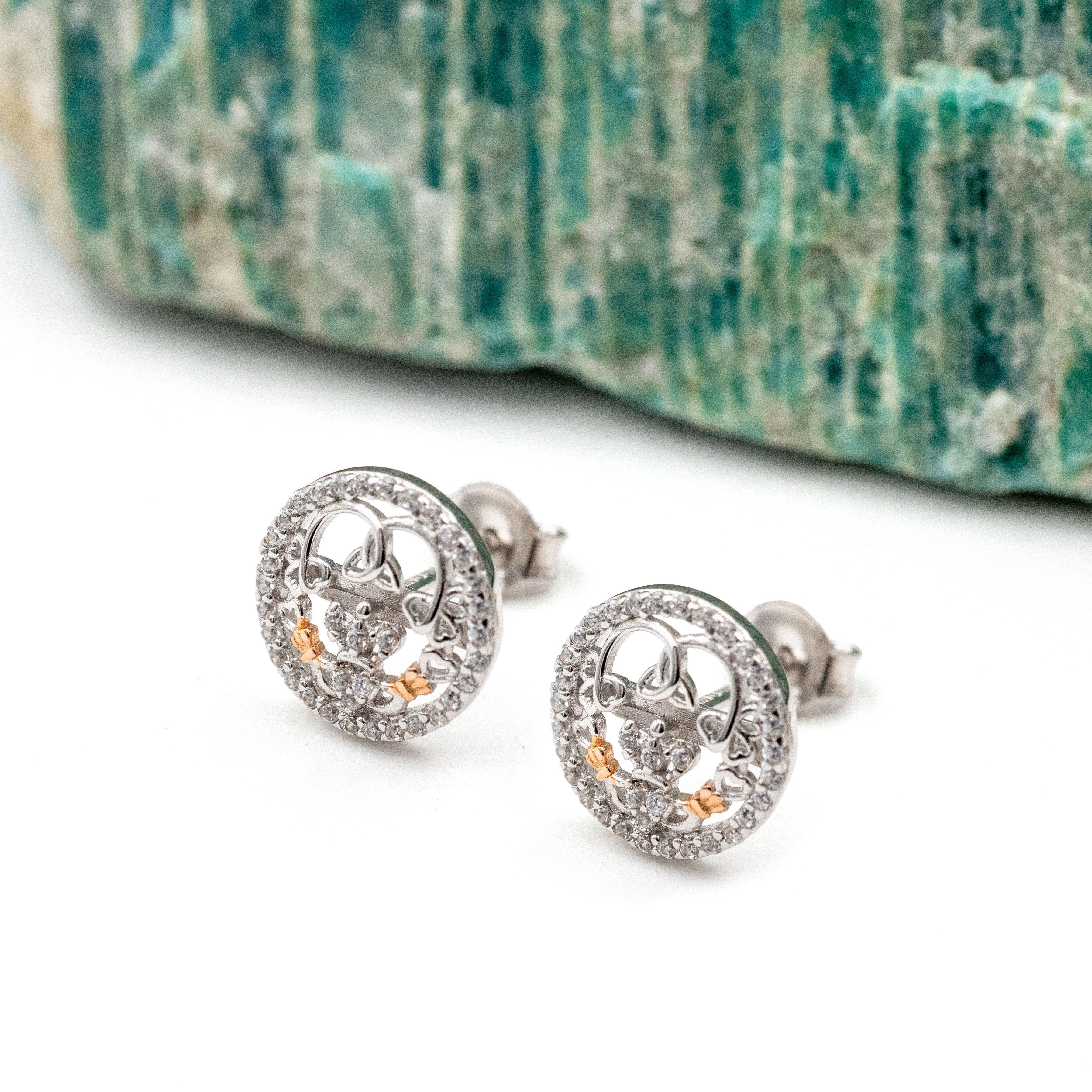 Silver and Rose Gold Plated Two Tone earrings