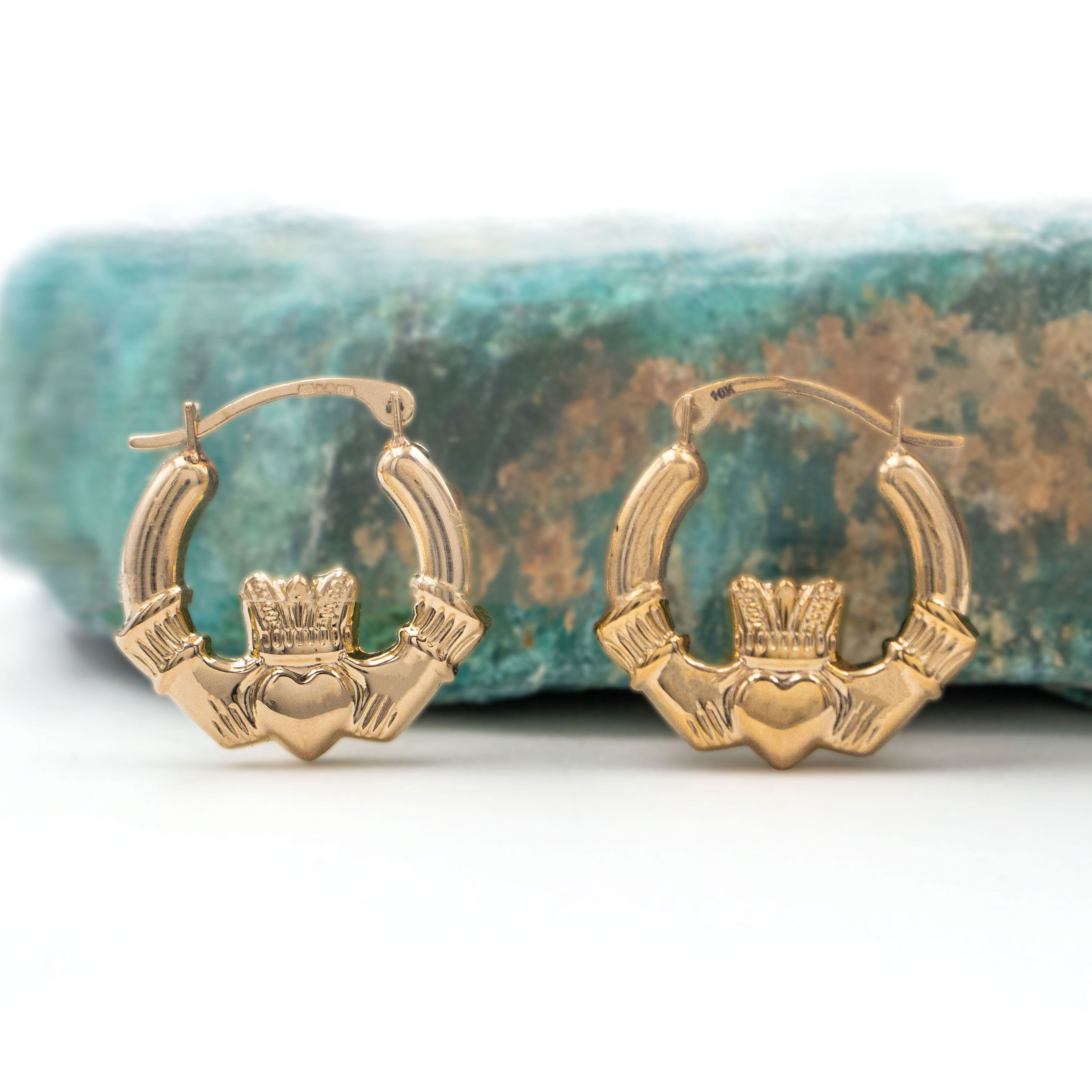 Gold Claddagh Hoop Earrings