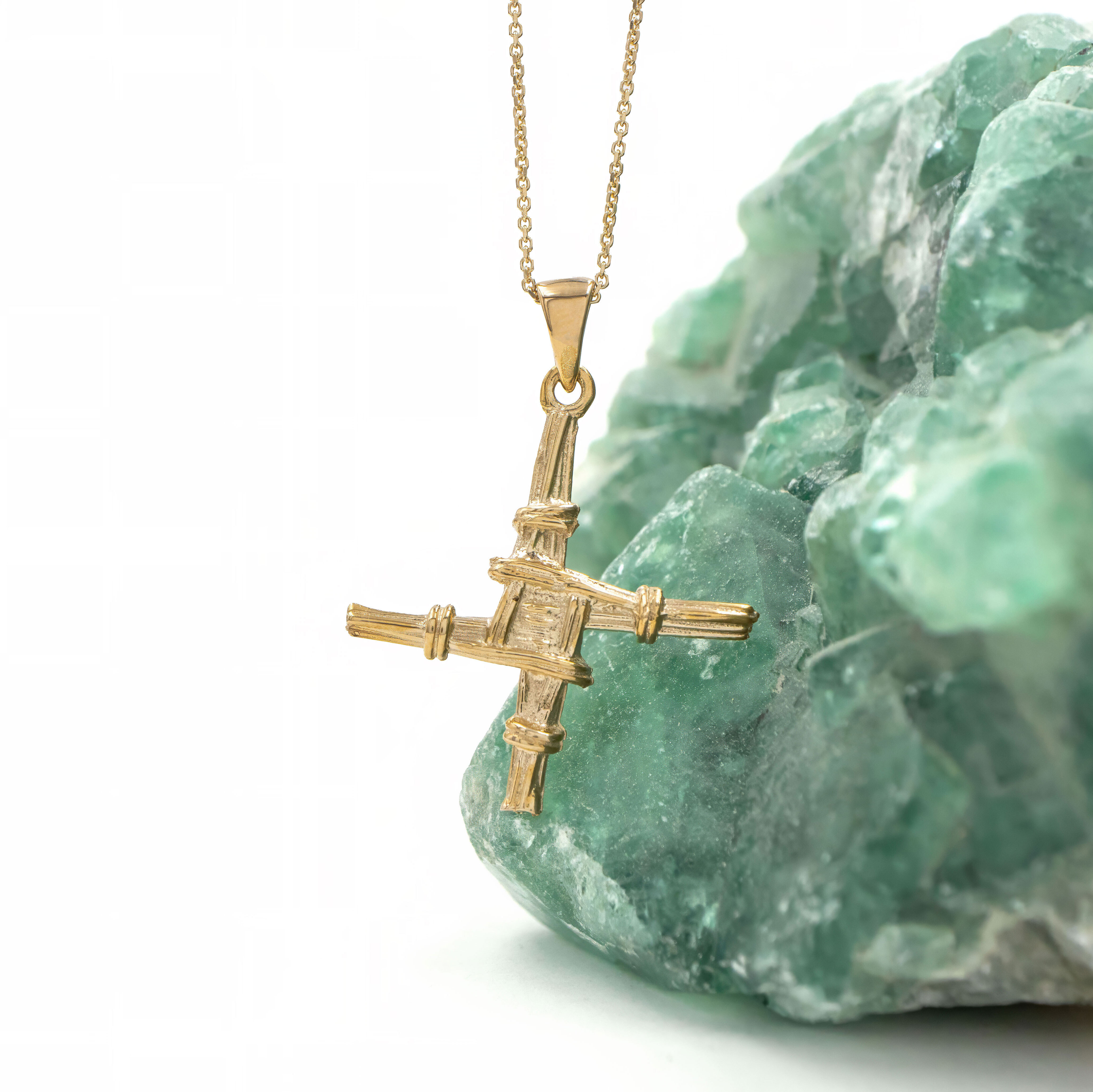 Gold Double Sided St Brigids Cross Pendant