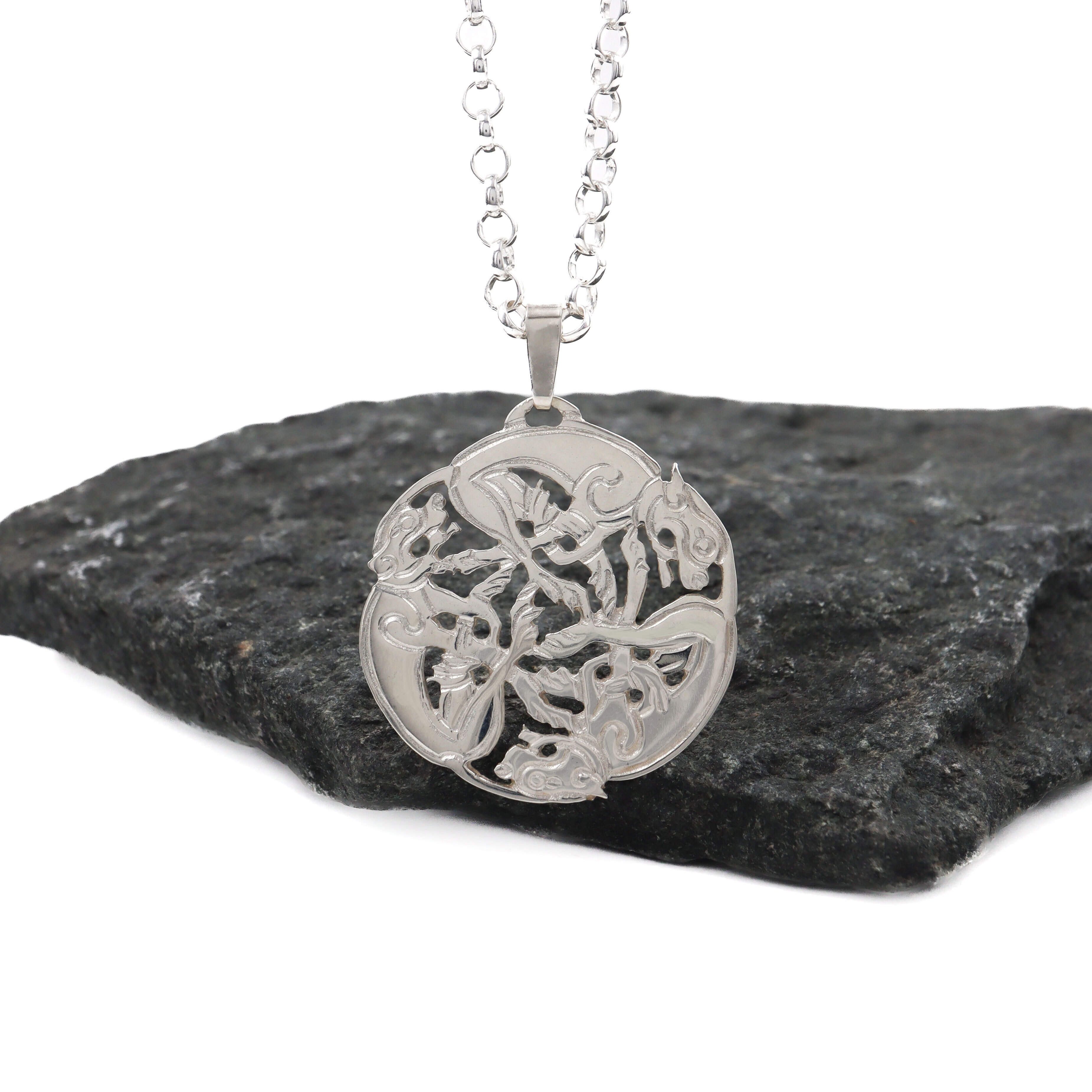 Handmade Celtic Three Dog Necklace