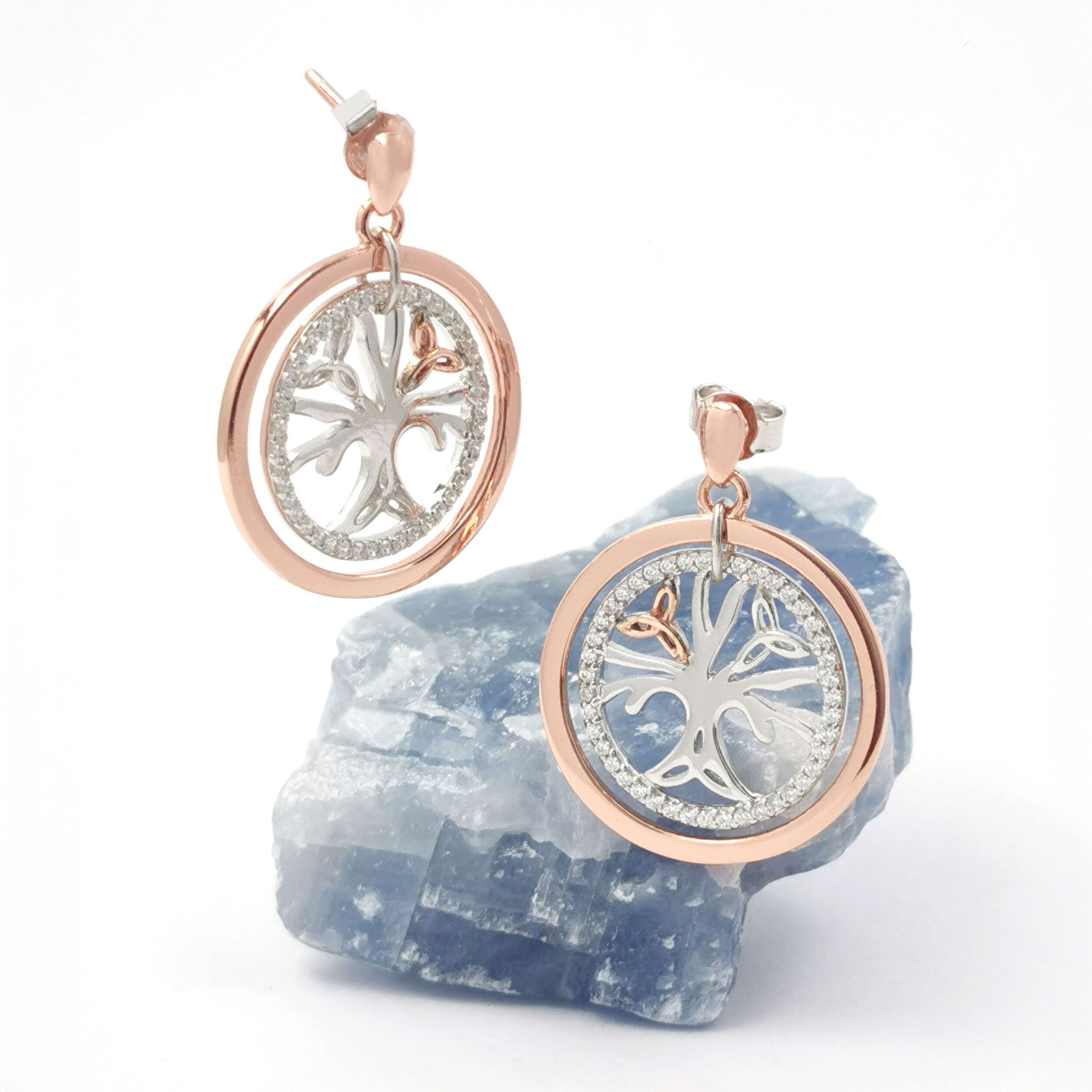 Rose Gold Tree Of Life Earrings