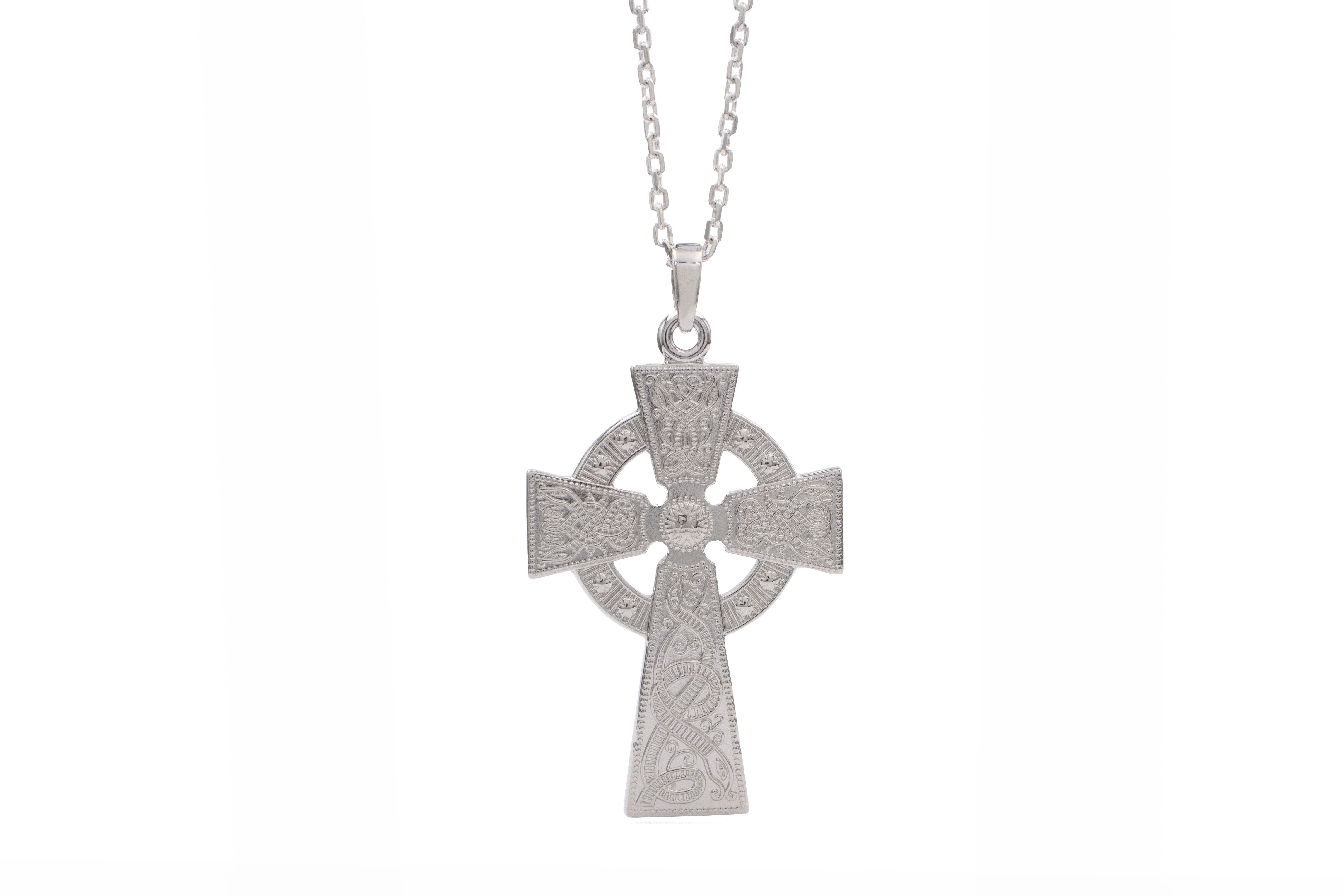 Attractive Sterling Silver Celtic Warrior & Celtic Knot & Celtic Cross Necklace