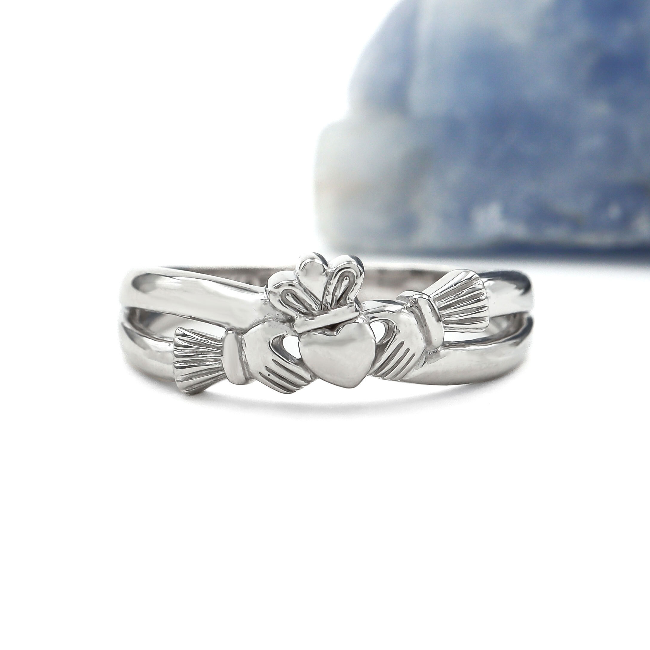 Silver Wishbone Claddagh Ring