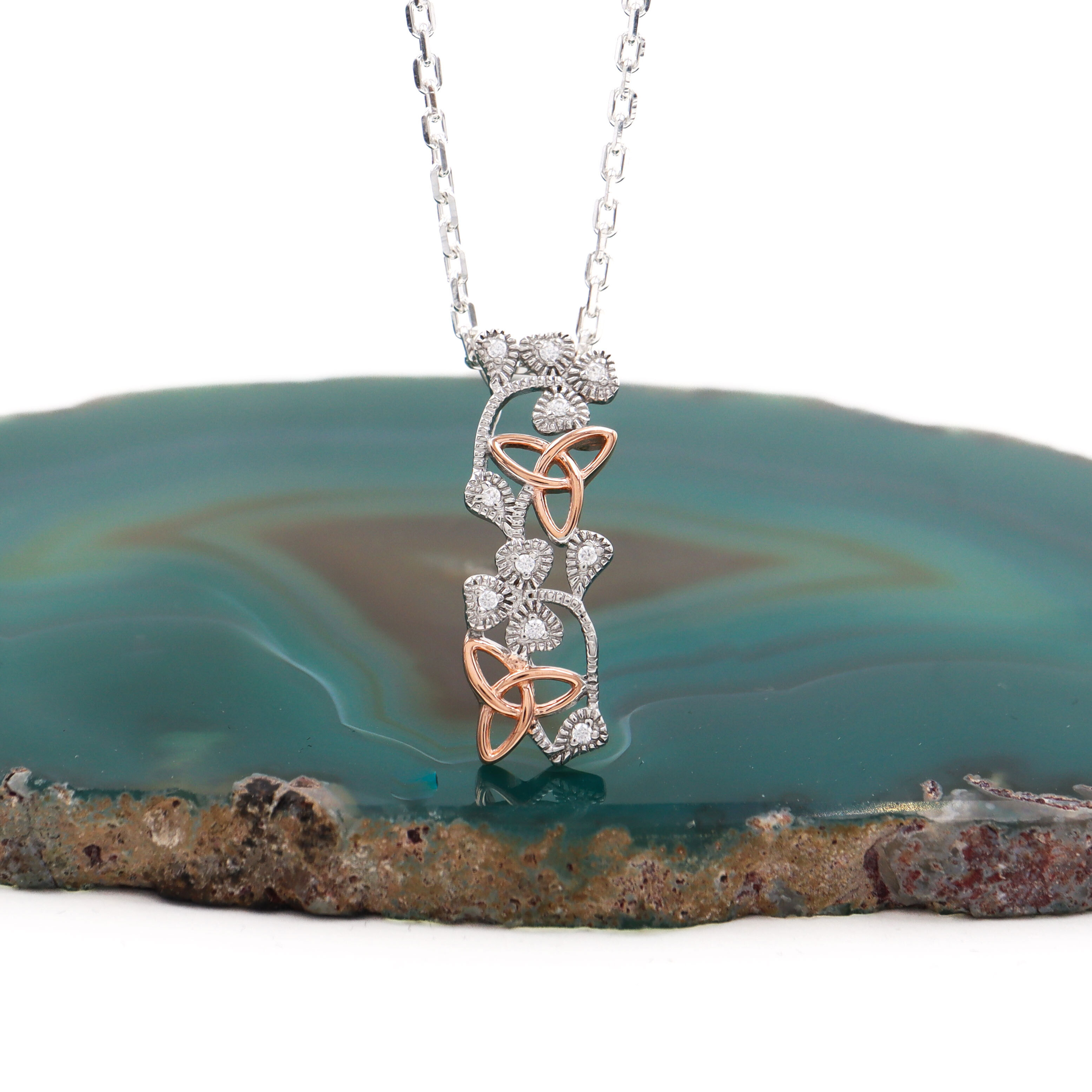 Two-Tone Shamrock Trinity Necklace