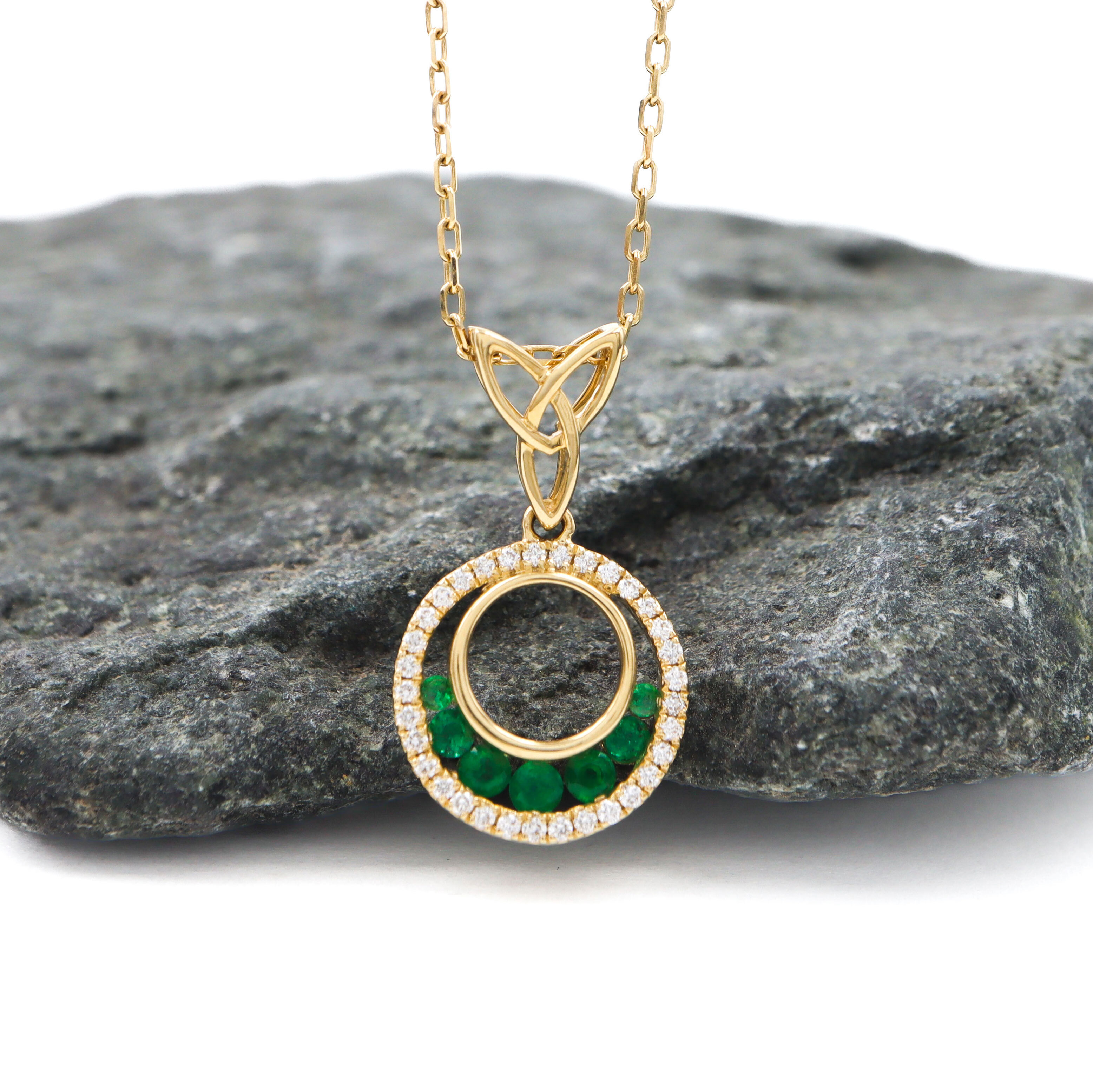 Womens Trinity Knot Necklace in Real 14K Yellow Gold