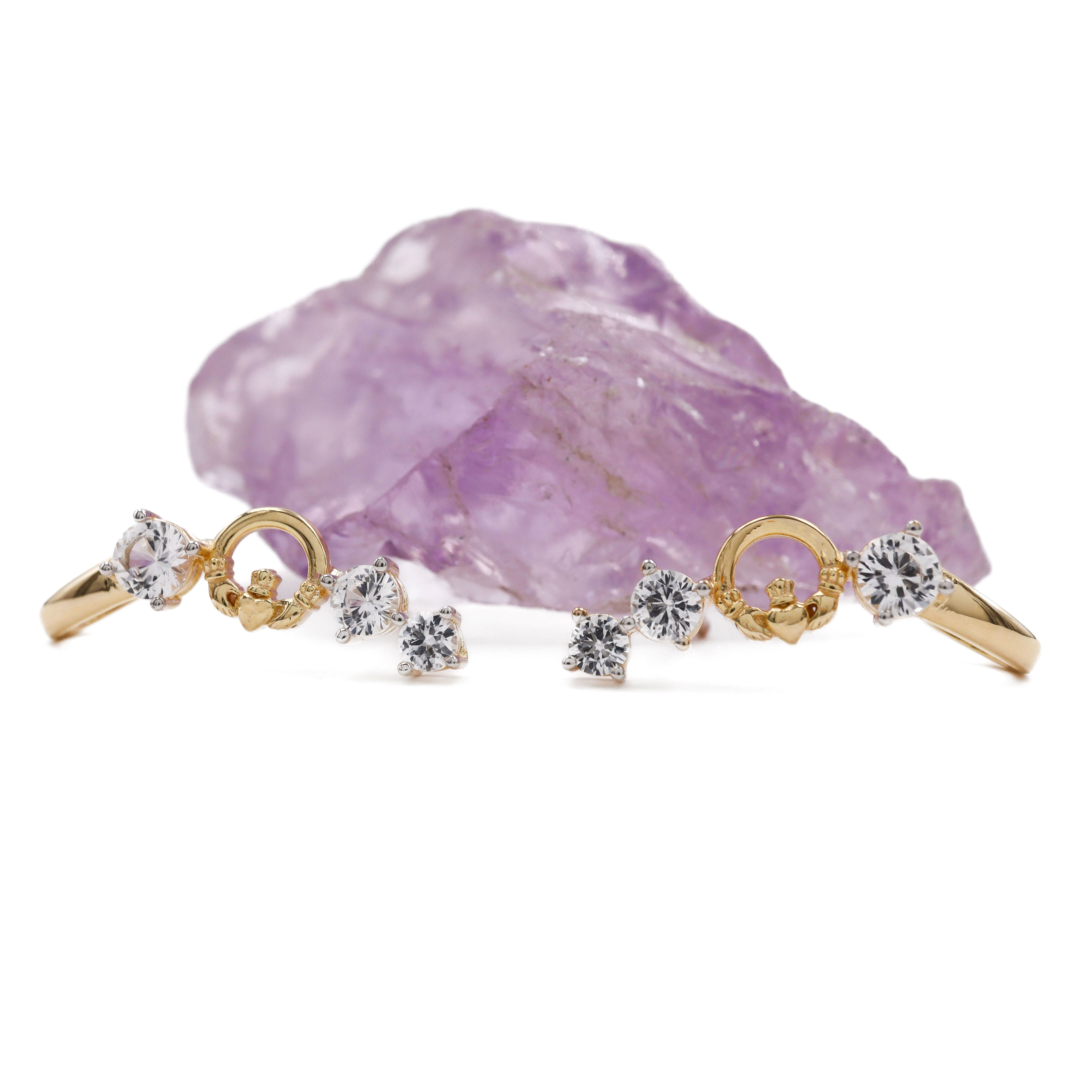 White Sapphire Claddagh Gold Vermeil Earrings