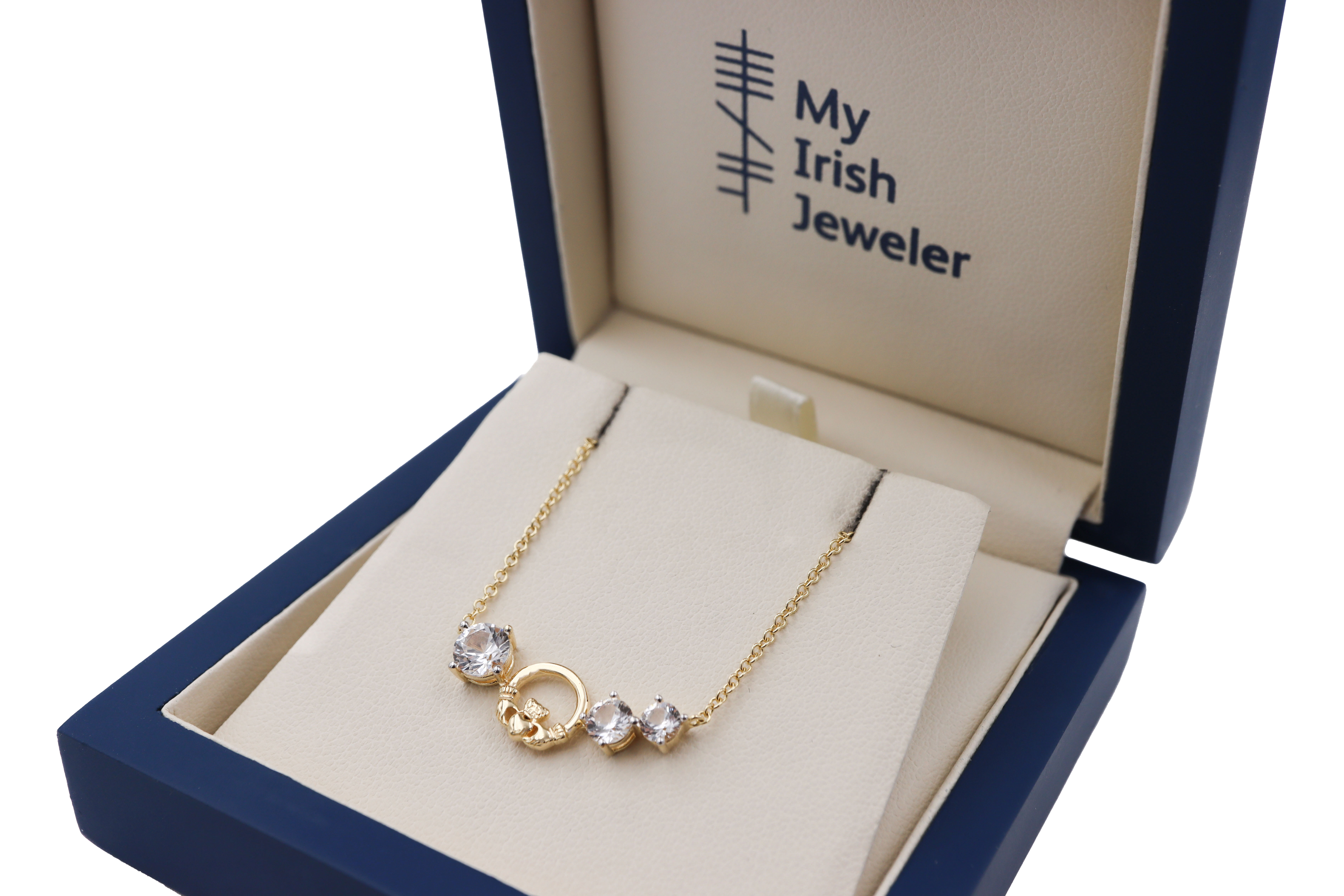 Womens Polished Claddagh Gift Set in Real Gold Vermeil. In Luxury Packaging.