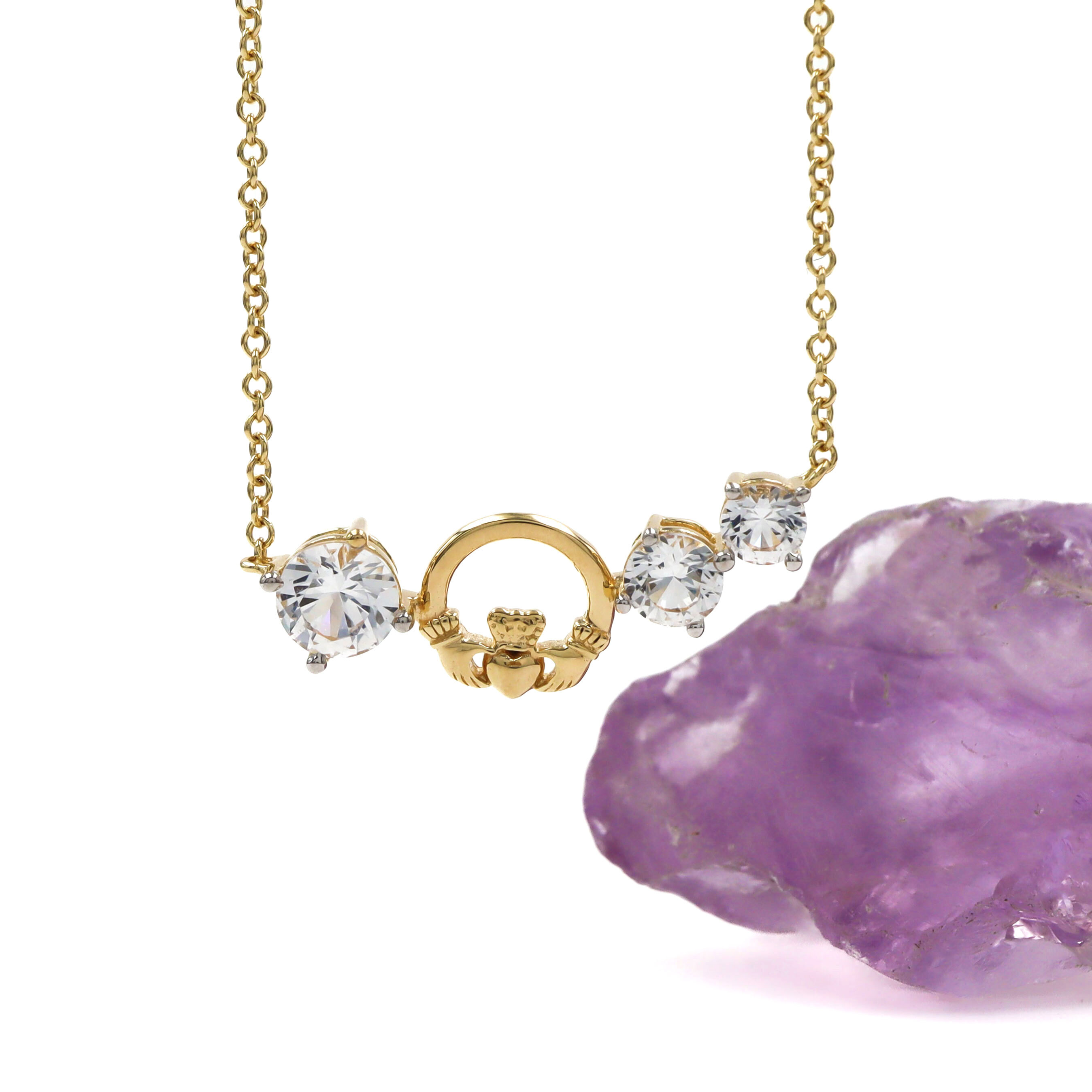 Womens Striking Polished Gold Vermeil Claddagh Gift Set