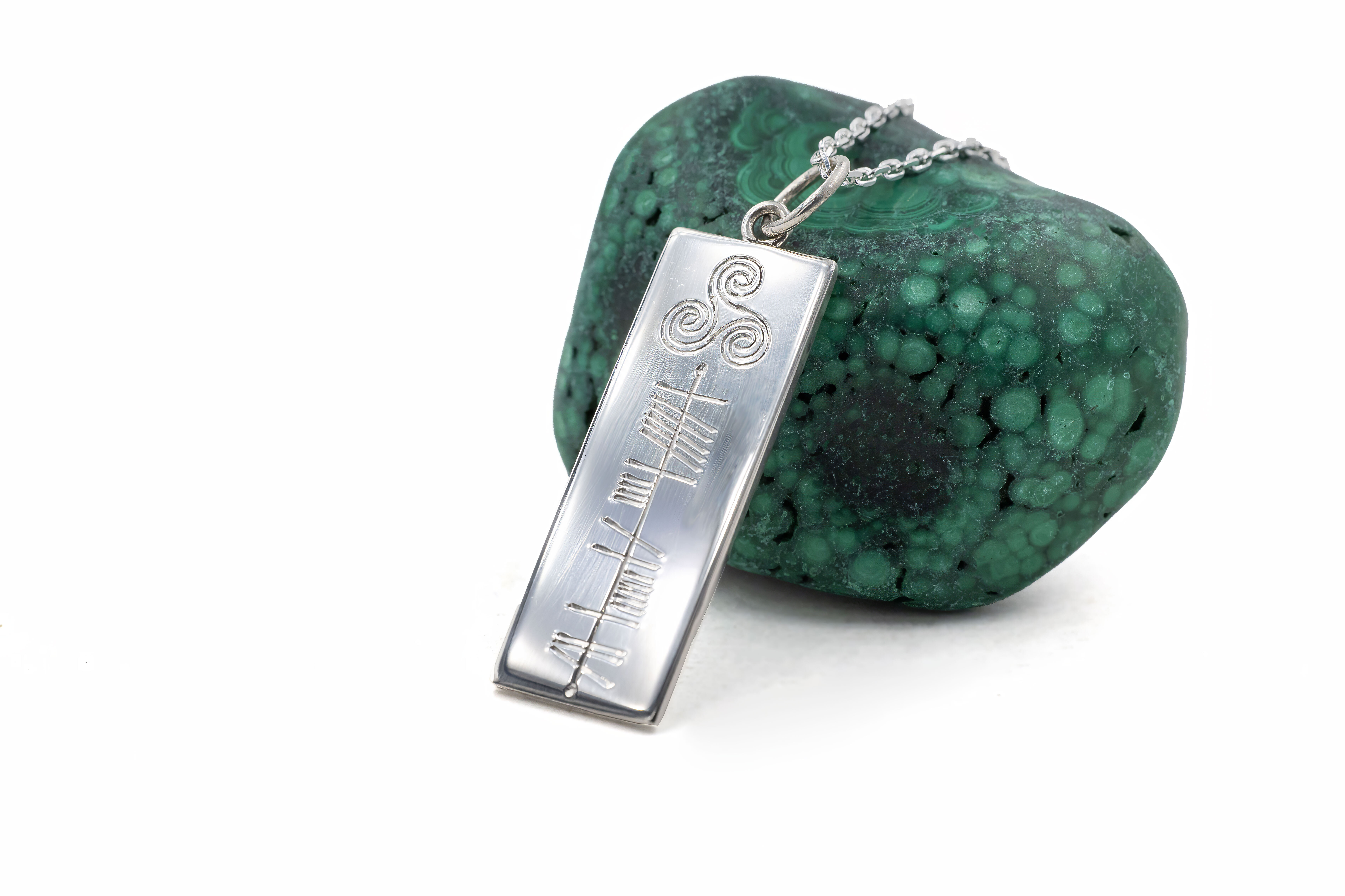 Ogham Necklace in Sterling Silver With a Polished Finish