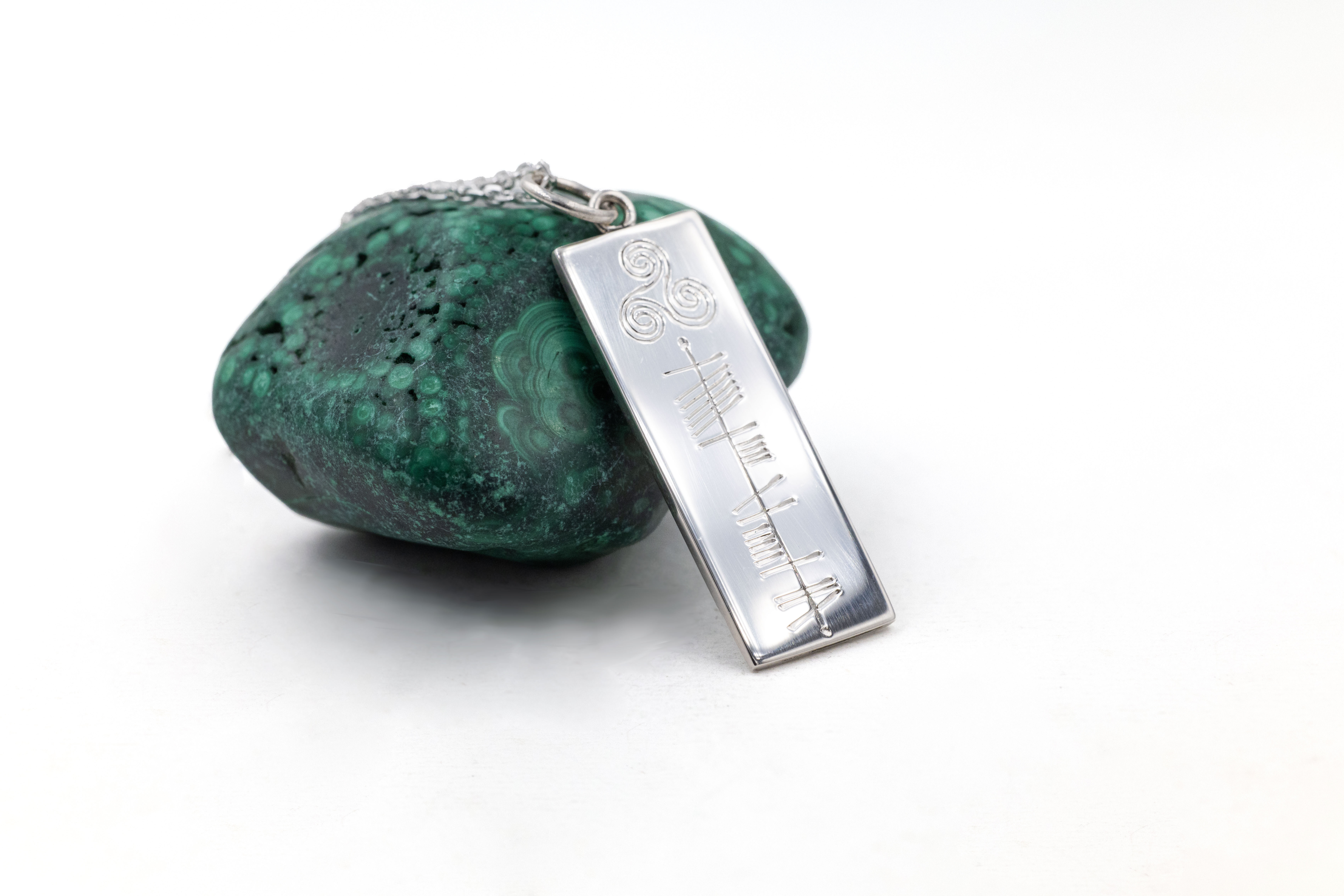 Attractive Sterling Silver Ogham Necklace With a Polished Finish