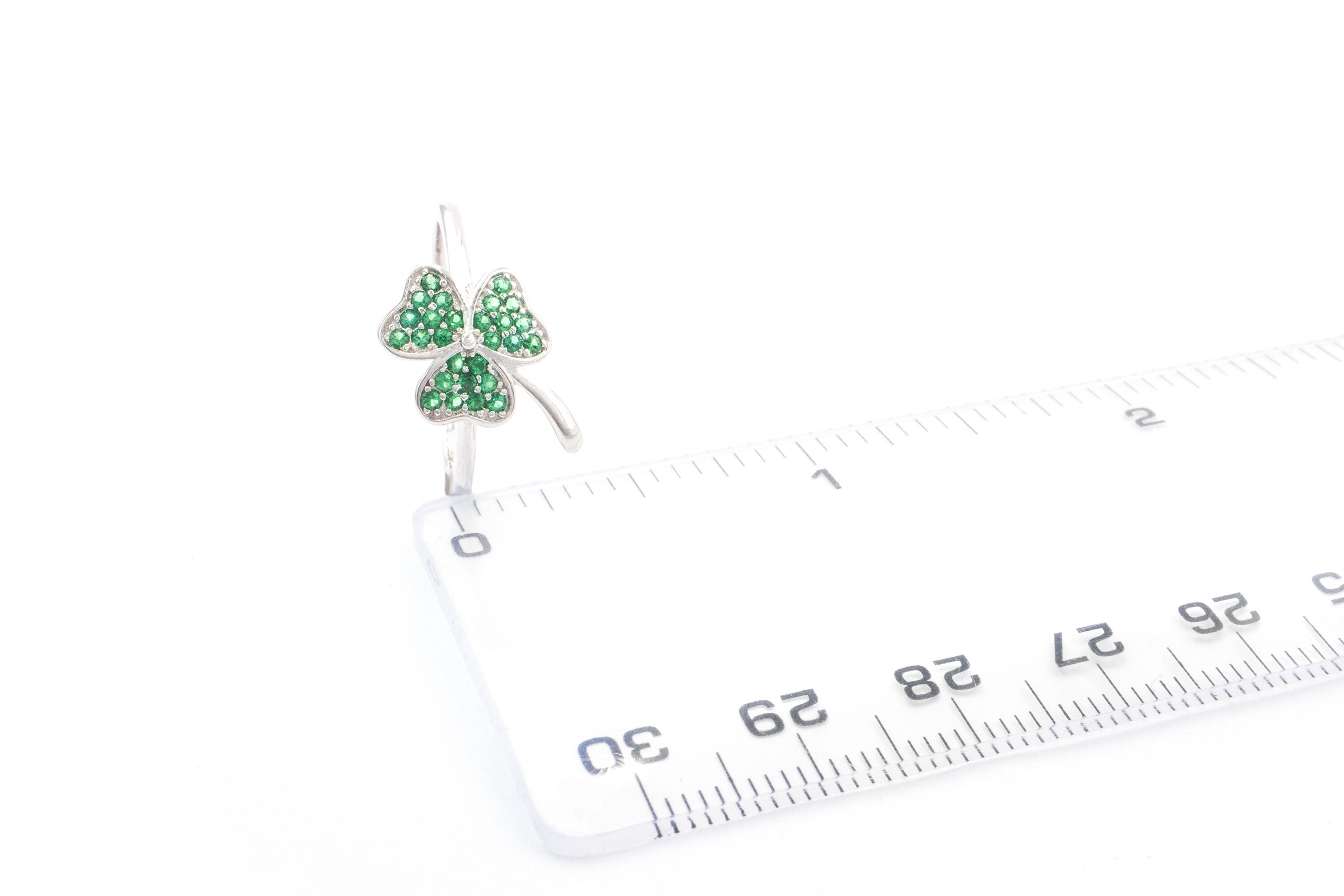 Petite Genuine Sterling Silver Shamrock Gift Set For Women. Picture For Scale.