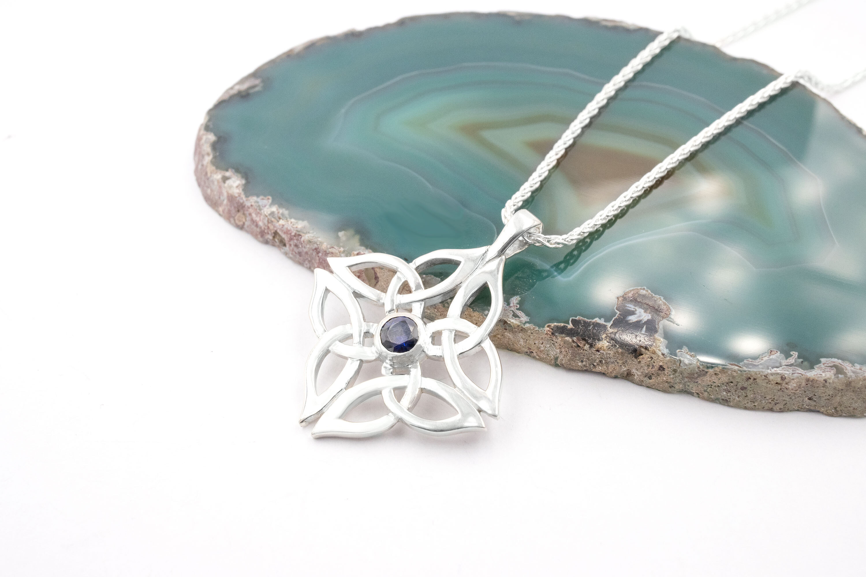 Celtic Knot & Trinity Knot - Shown with Wheat Chain