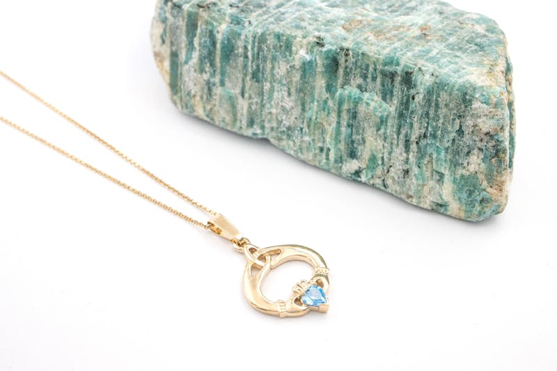 Womens December Birthstone Necklace in Real Yellow Gold