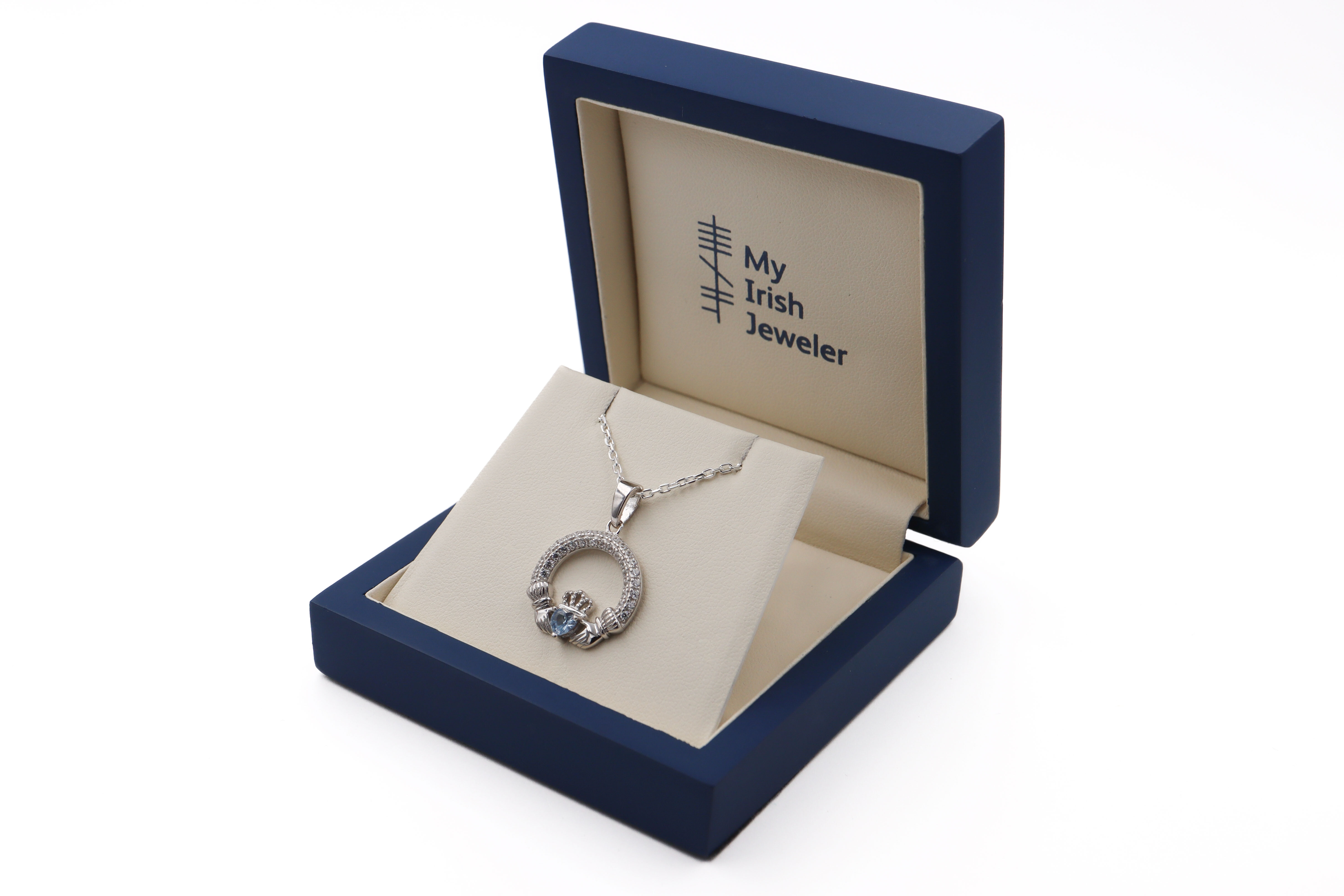 Womens Striking Sterling Silver December Birthstone Necklace. In Luxury Packaging.