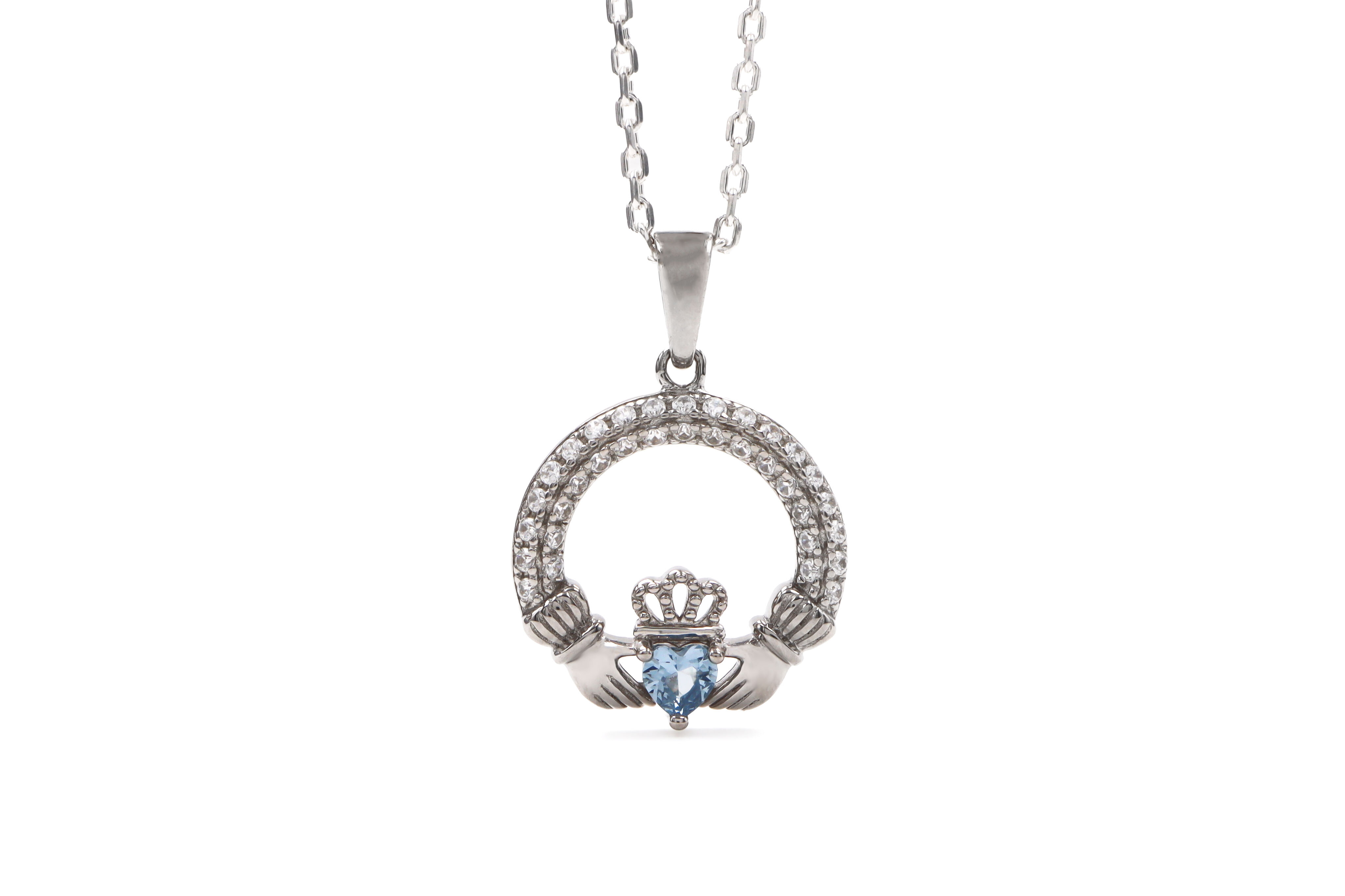 Womens December Birthstone Necklace in Real Sterling Silver