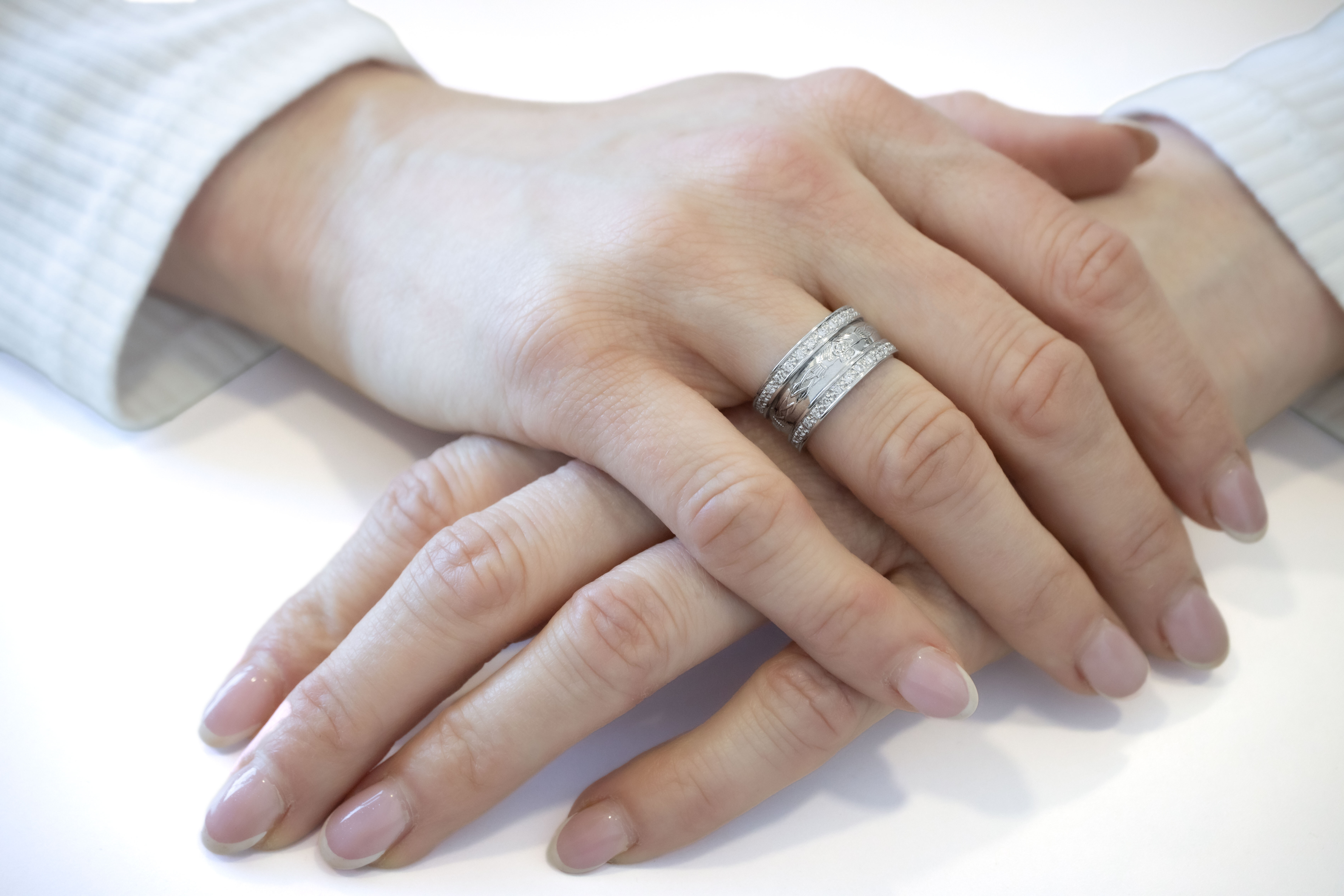 Genuine Platinum 950 Claddagh Gift Set With a Polished Finish - Model Photo