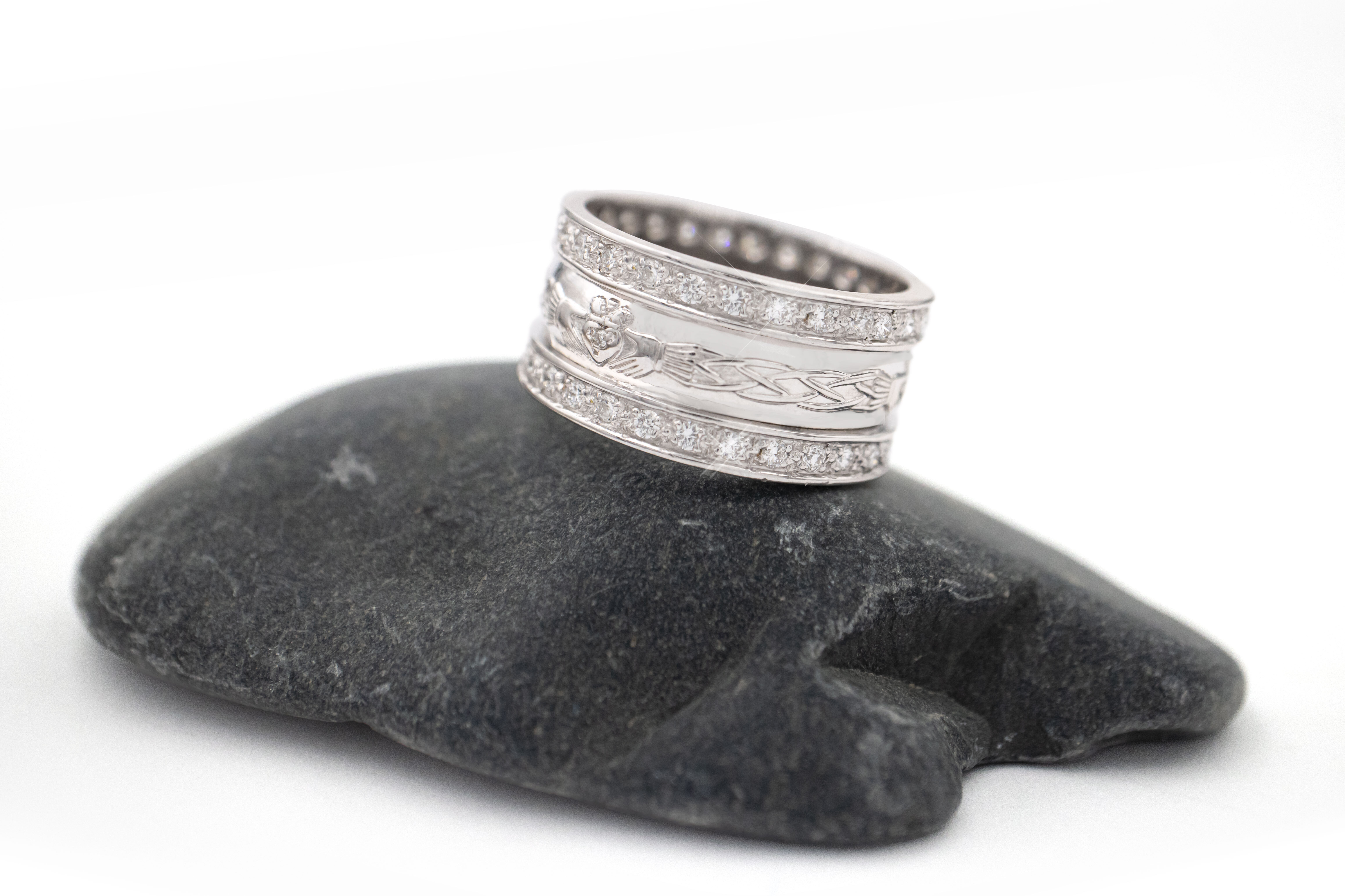 Real Platinum 950 Claddagh Gift Set With a Polished Finish