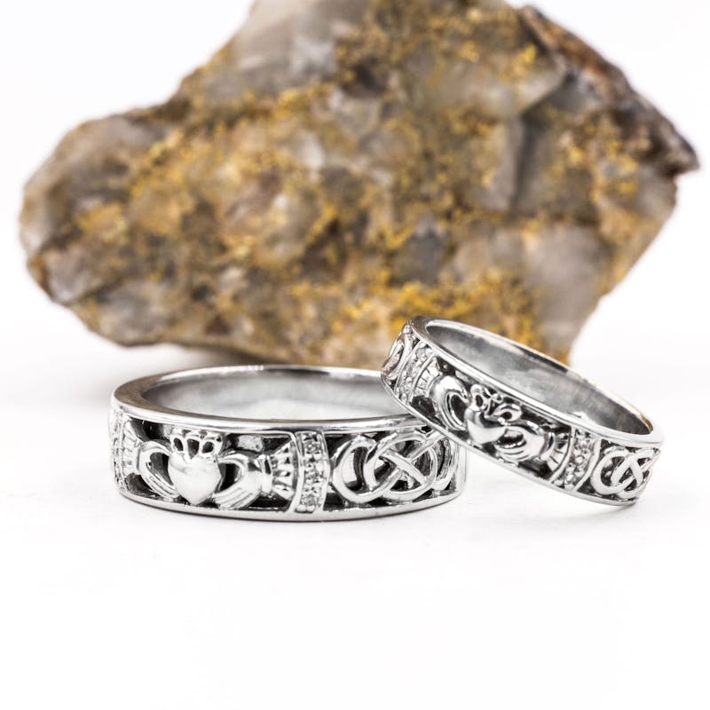 Diamond Claddagh Celtic Knot Couples Ring Set,… My Irish Jeweler
