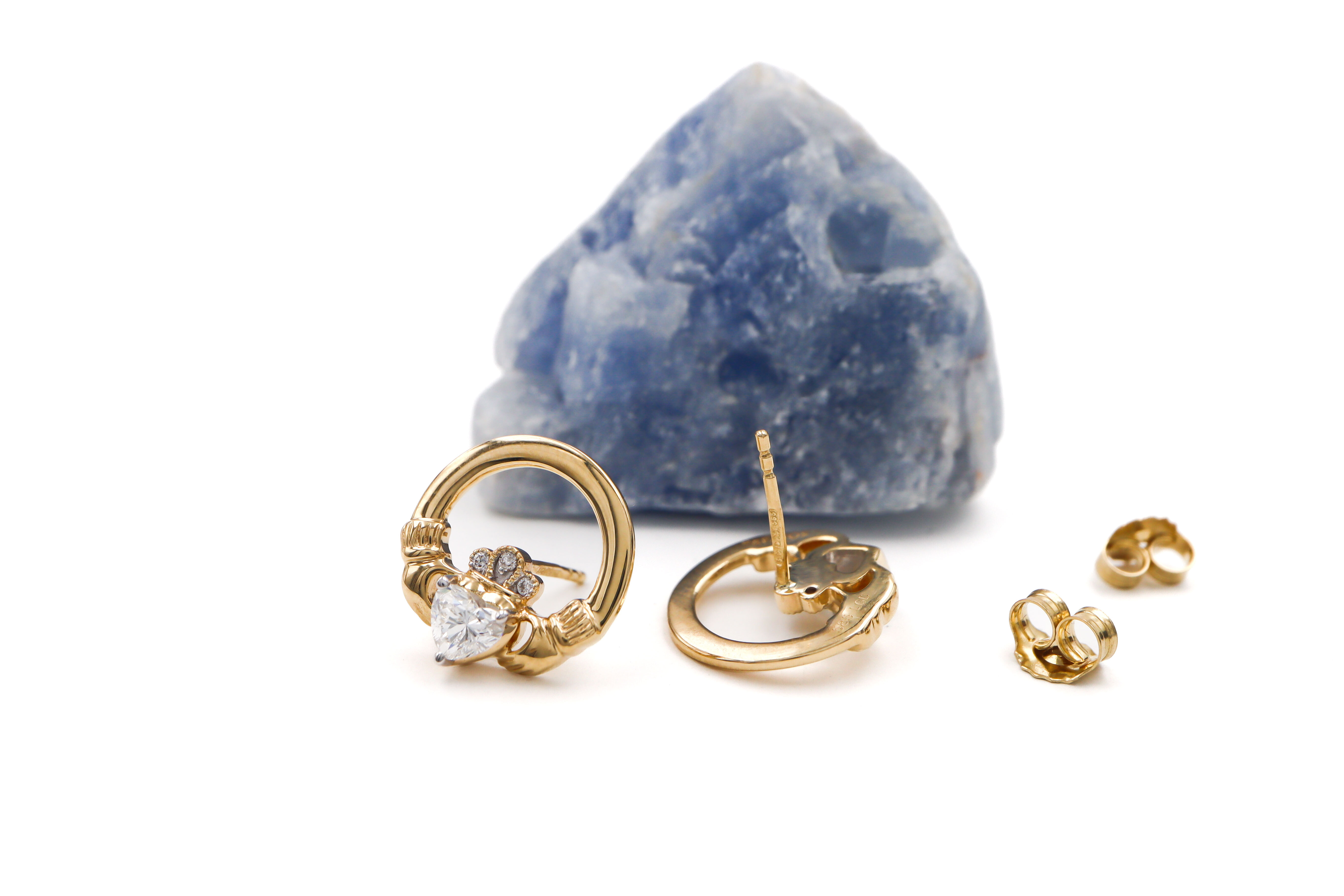 Real Yellow Gold Claddagh Gift Set For Women With a Polished Finish