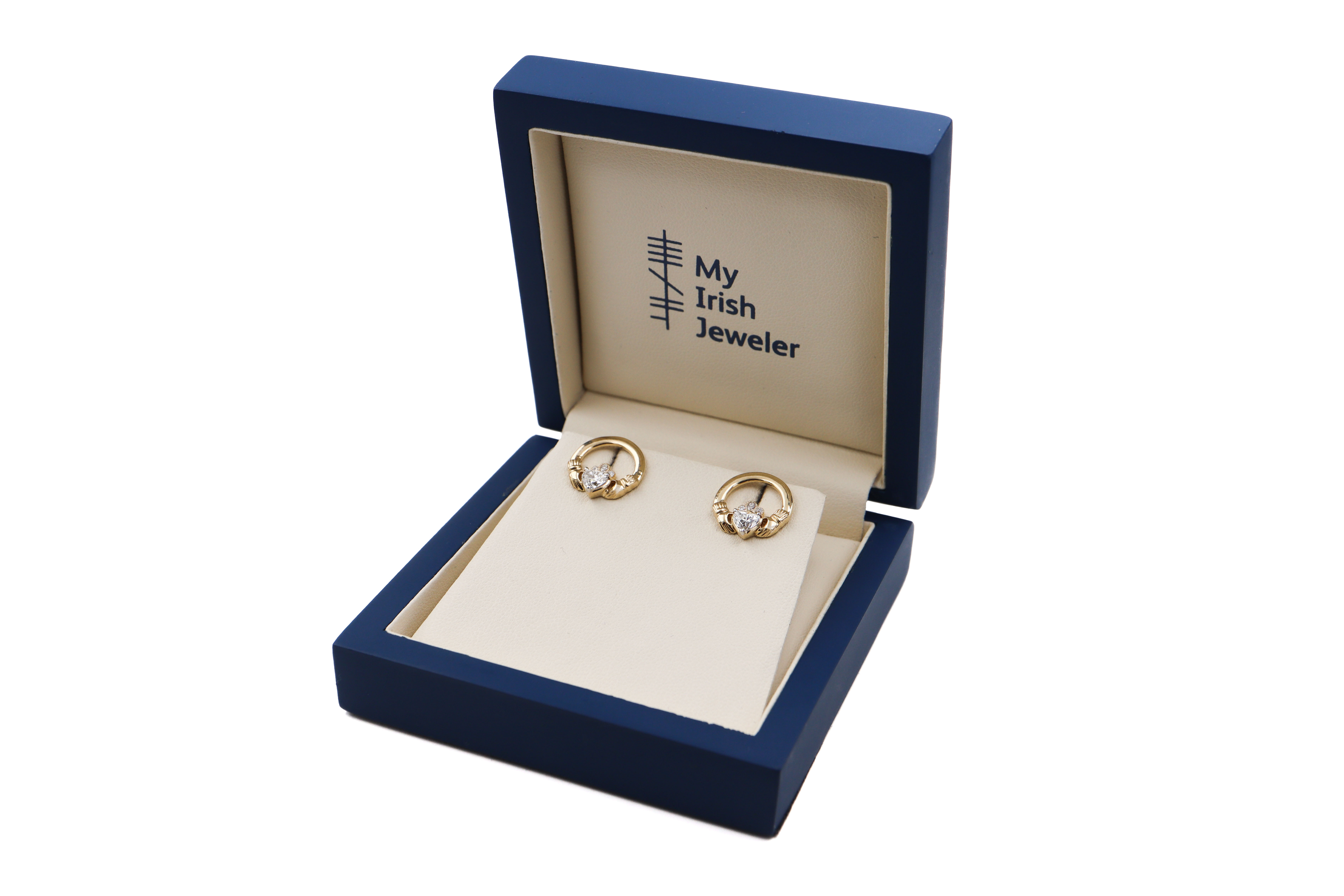 Gorgeous Yellow Gold Claddagh Gift Set With a Polished Finish For Women. In Luxury Packaging.