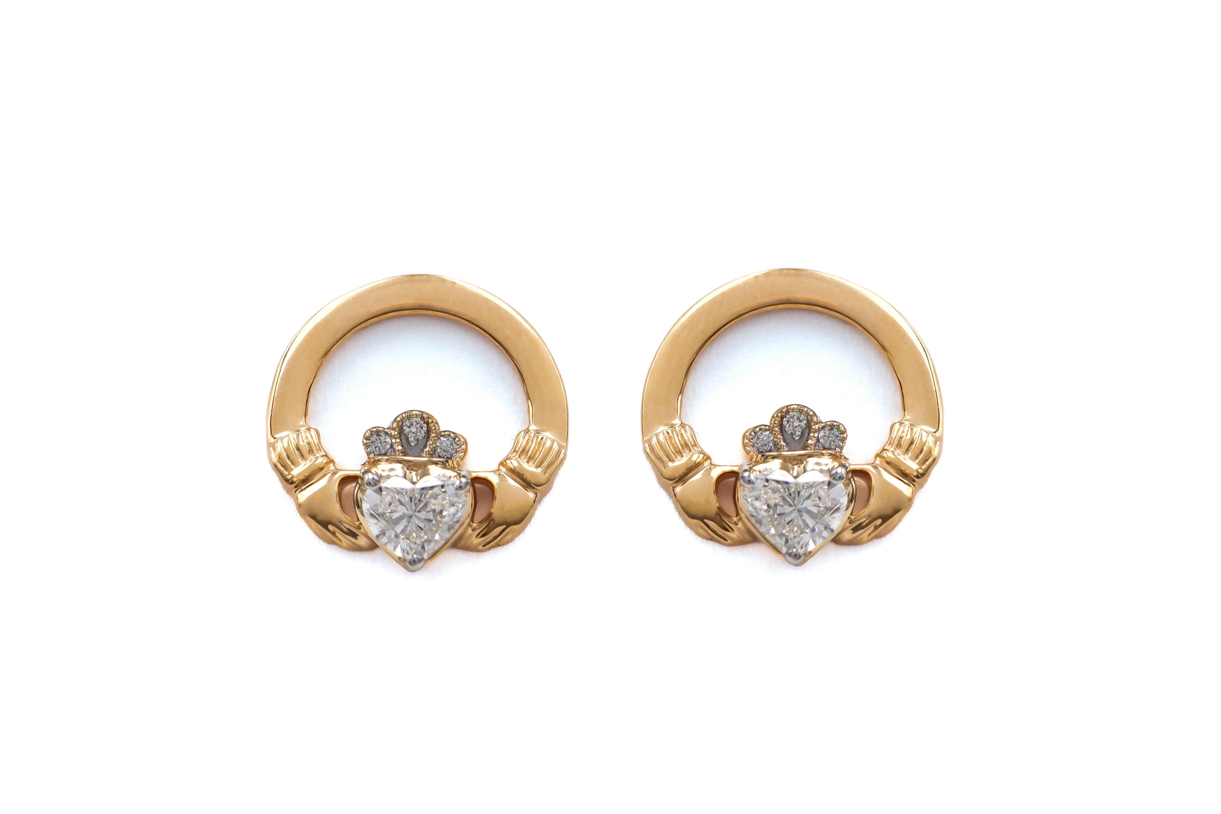 Genuine Yellow Gold Claddagh Gift Set With a Polished Finish For Women