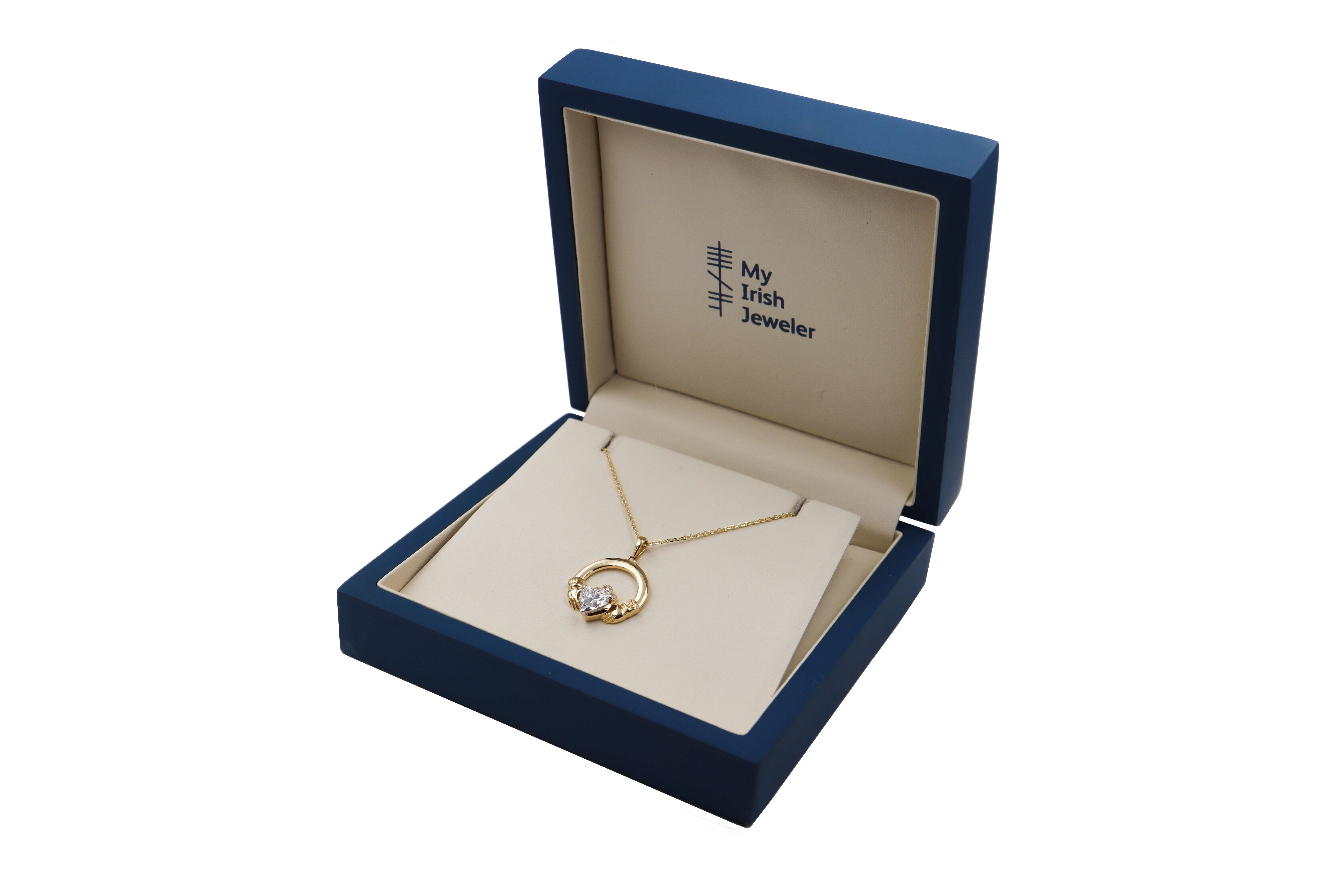 Womens Polished 14K Yellow Gold Claddagh Gift Set. In Luxury Packaging.
