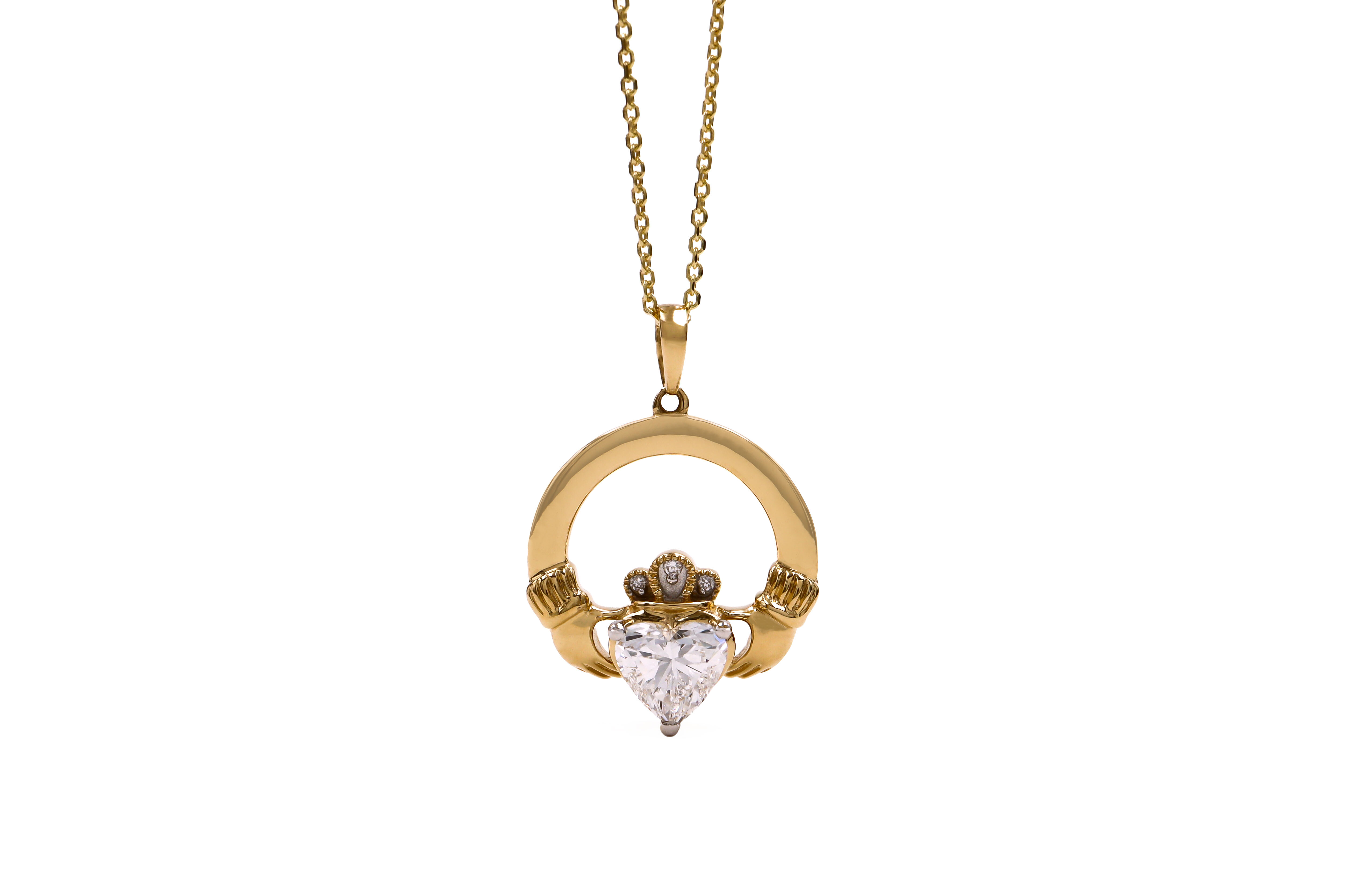 Real 14K Yellow Gold Claddagh Gift Set For Women With a Polished Finish