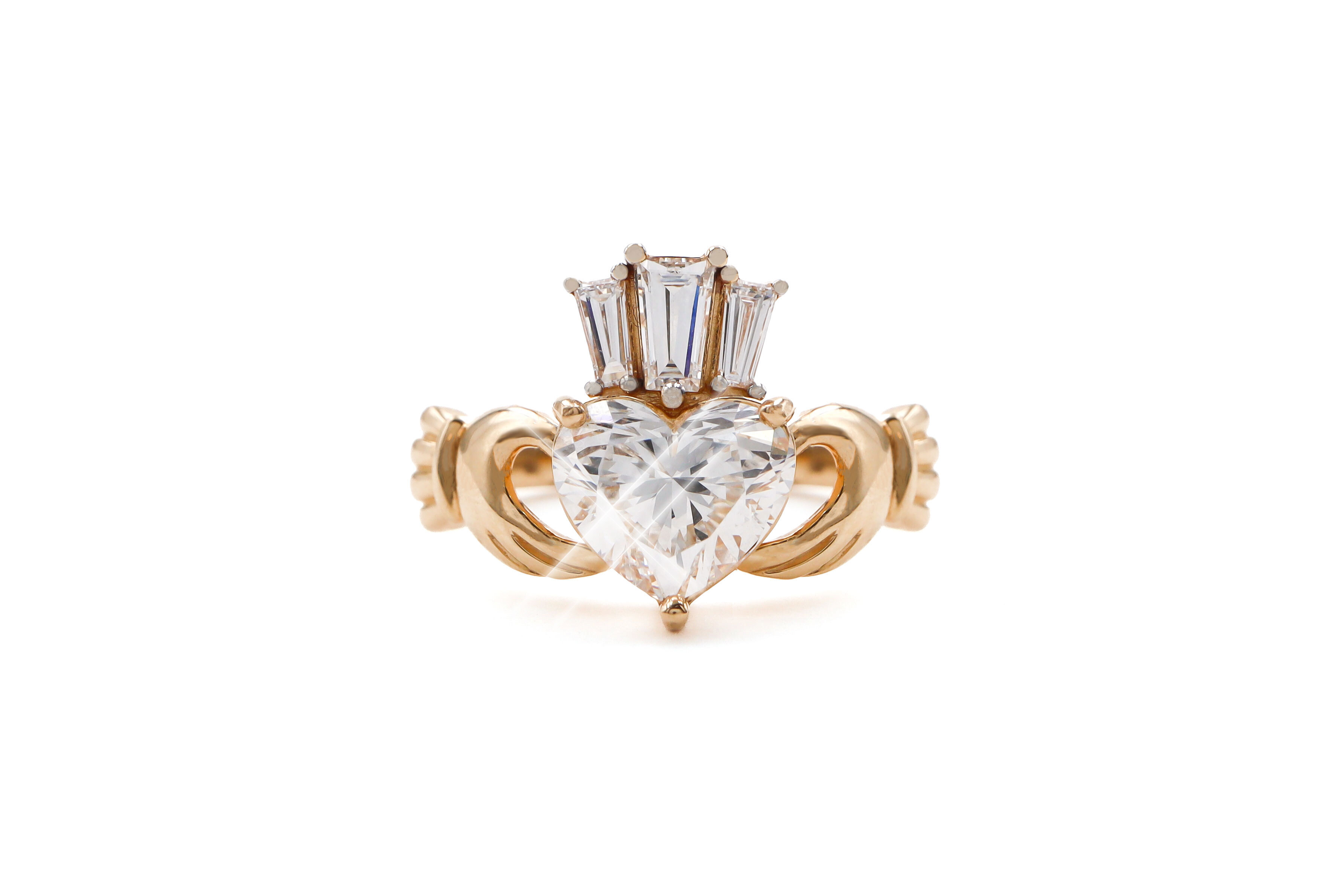 Diamond Crown 2ct Claddagh Ring Sku 25223 white background
