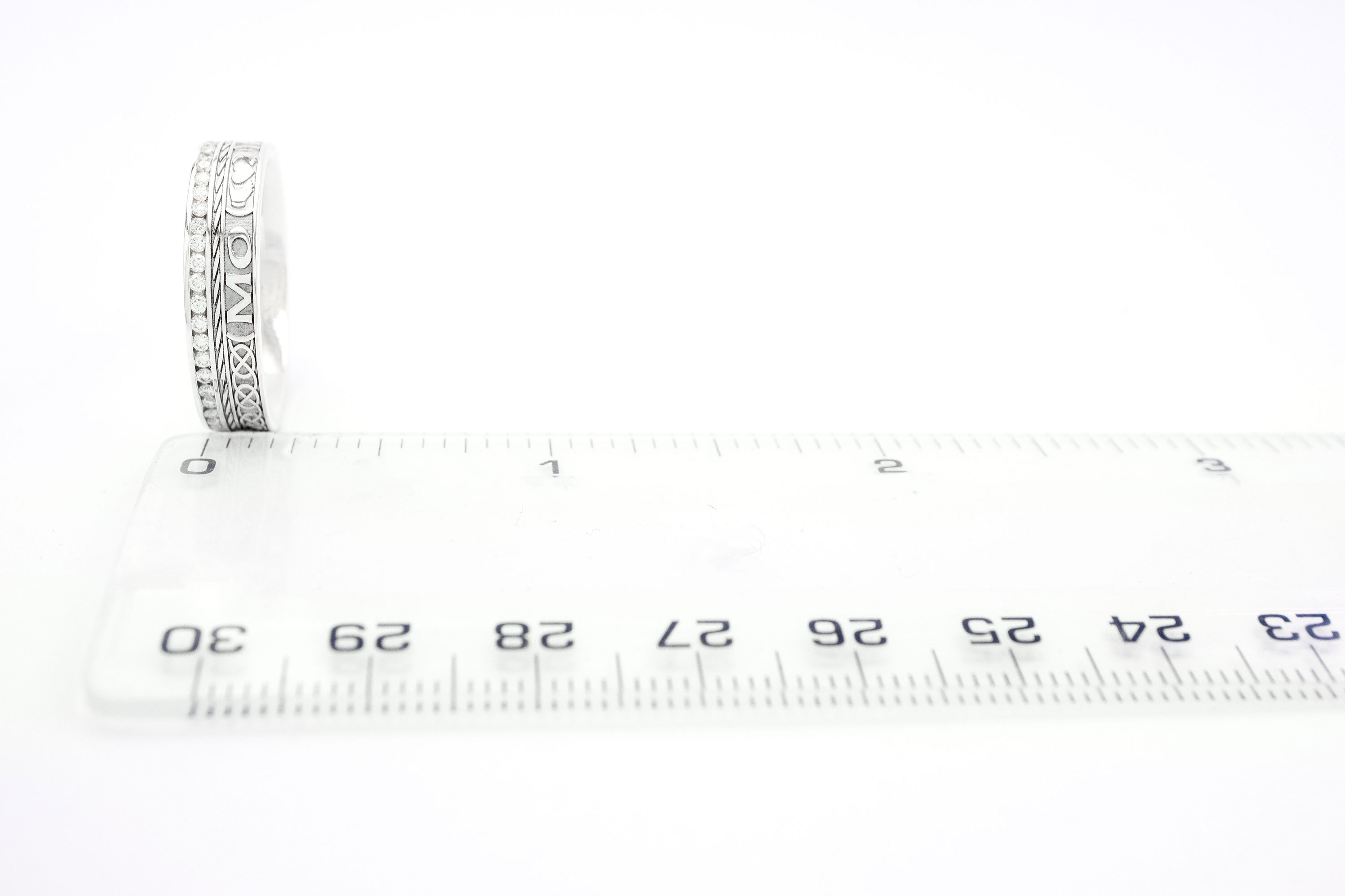 Romantic White Gold Mo Anam Cara Wedding Ring For Women. Picture For Scale.