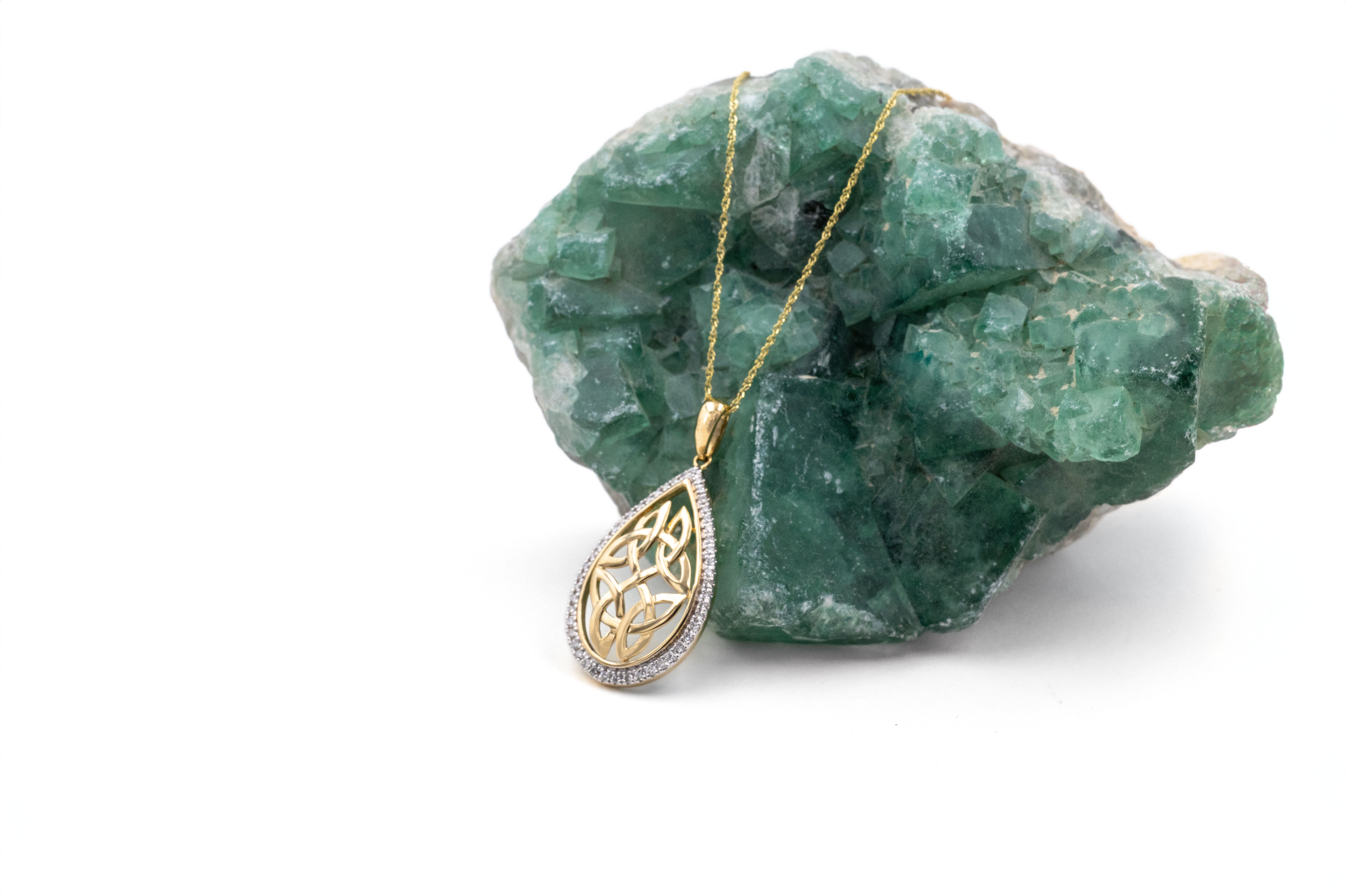 Womens Trinity Knot Necklace in Real 14K Yellow Gold