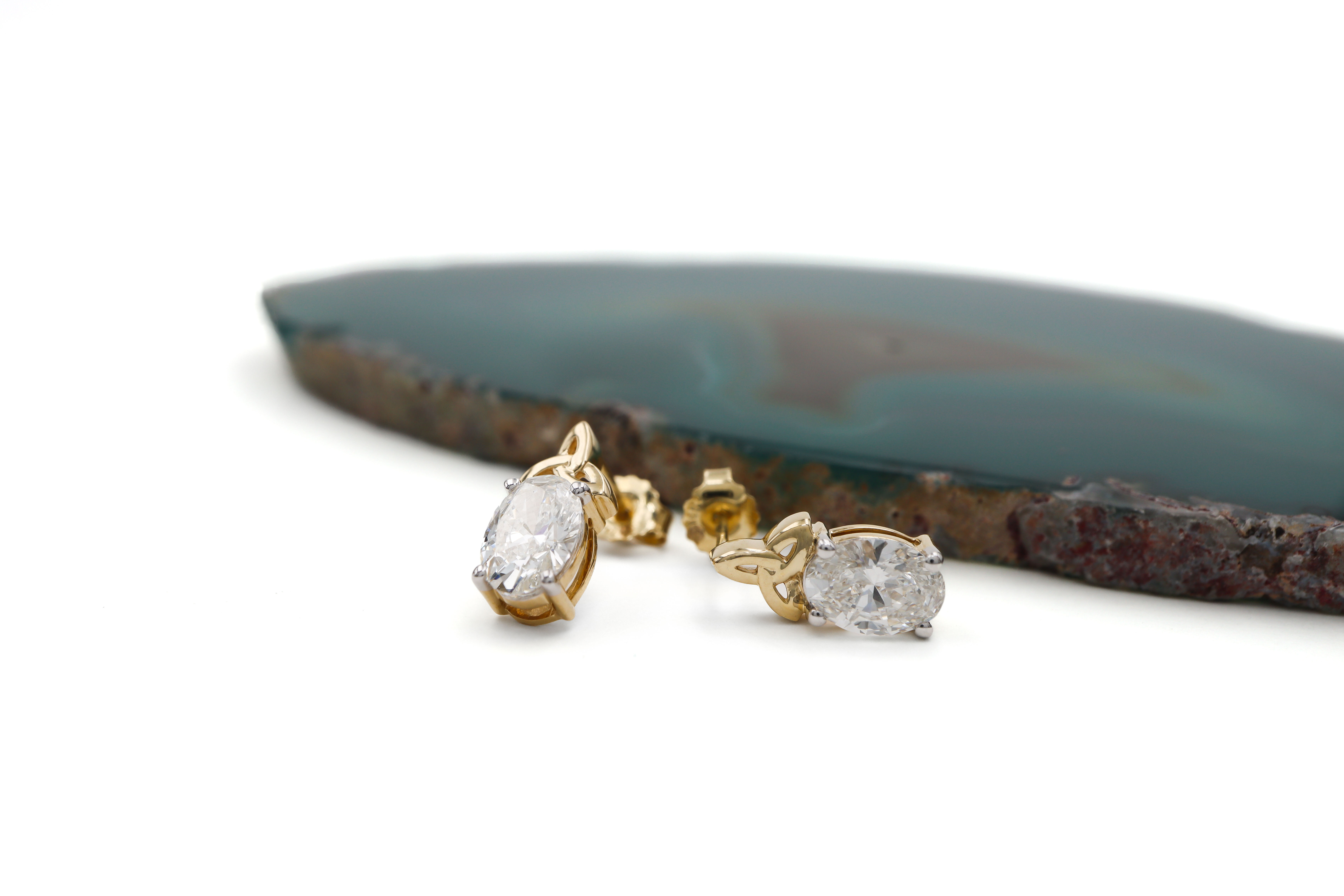 Gorgeous Yellow Gold Trinity Knot & Celtic Knot Earrings For Women