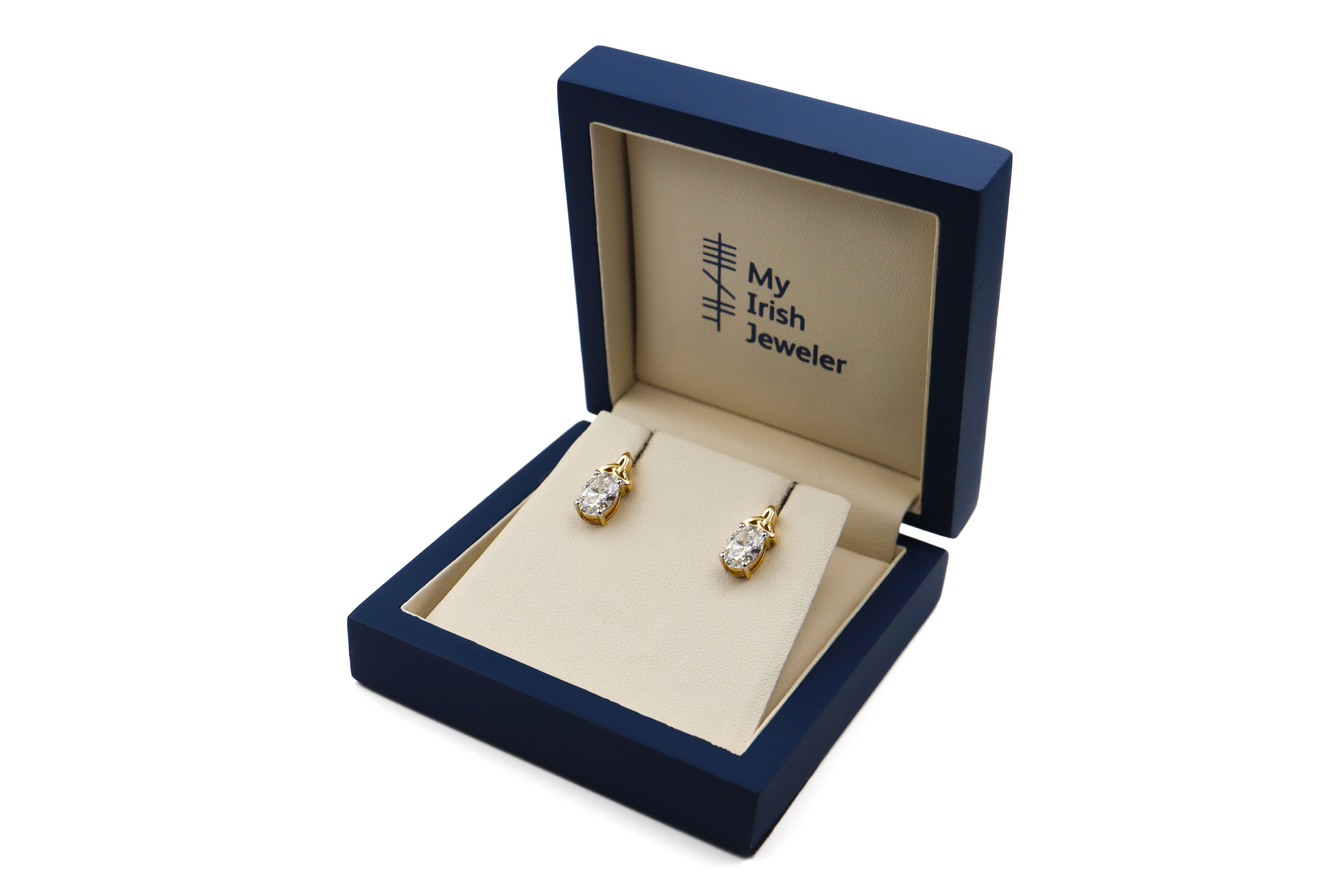 Womens Trinity Knot Earrings in Real Yellow Gold. In Luxury Packaging.