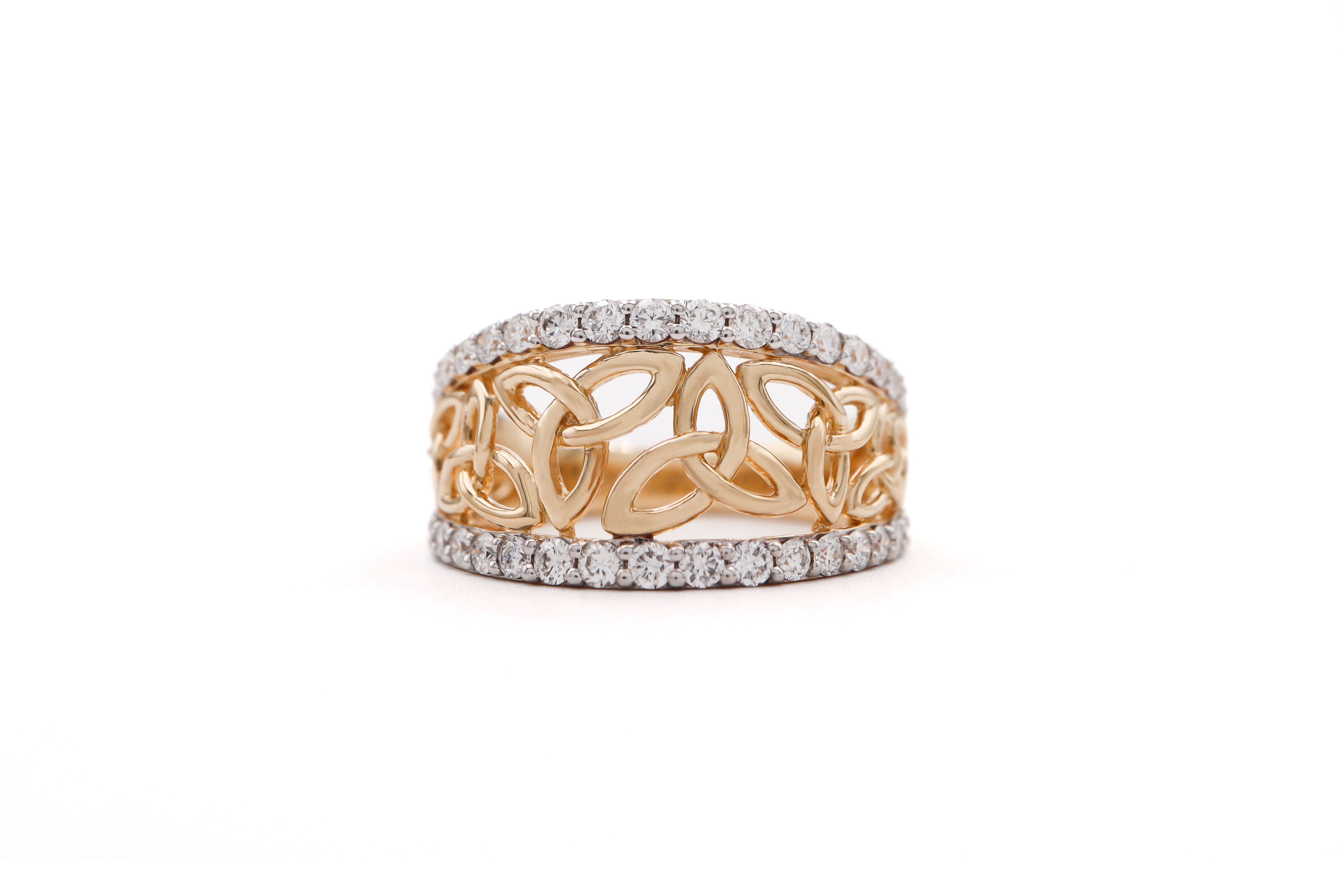 Gorgeous Yellow Gold Trinity Knot Anniversary Ring For Women With a Polished Finish
