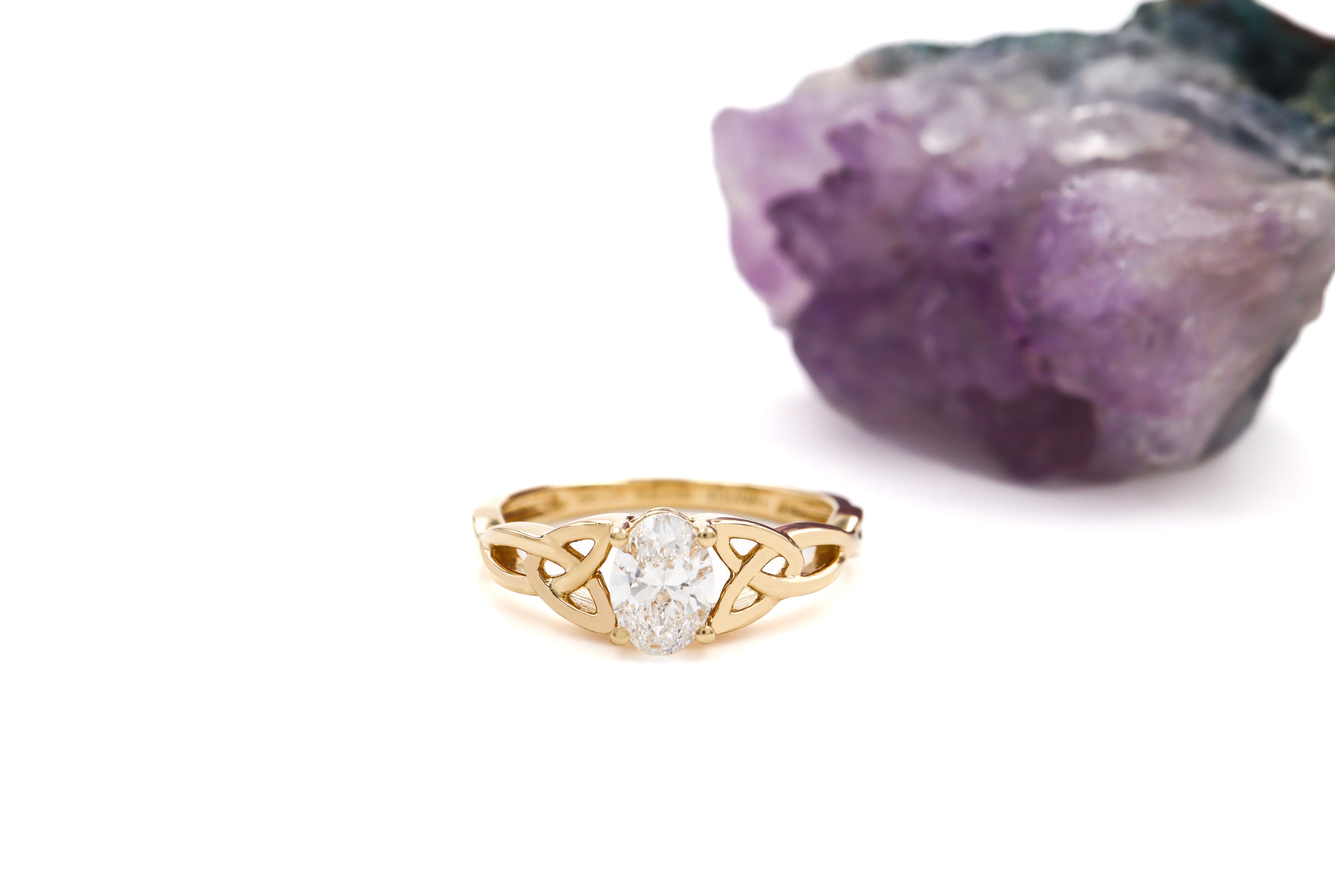 Real Yellow Gold Trinity Knot 0.70ct Lab Grown Diamond Ring For Women With a Polished Finish