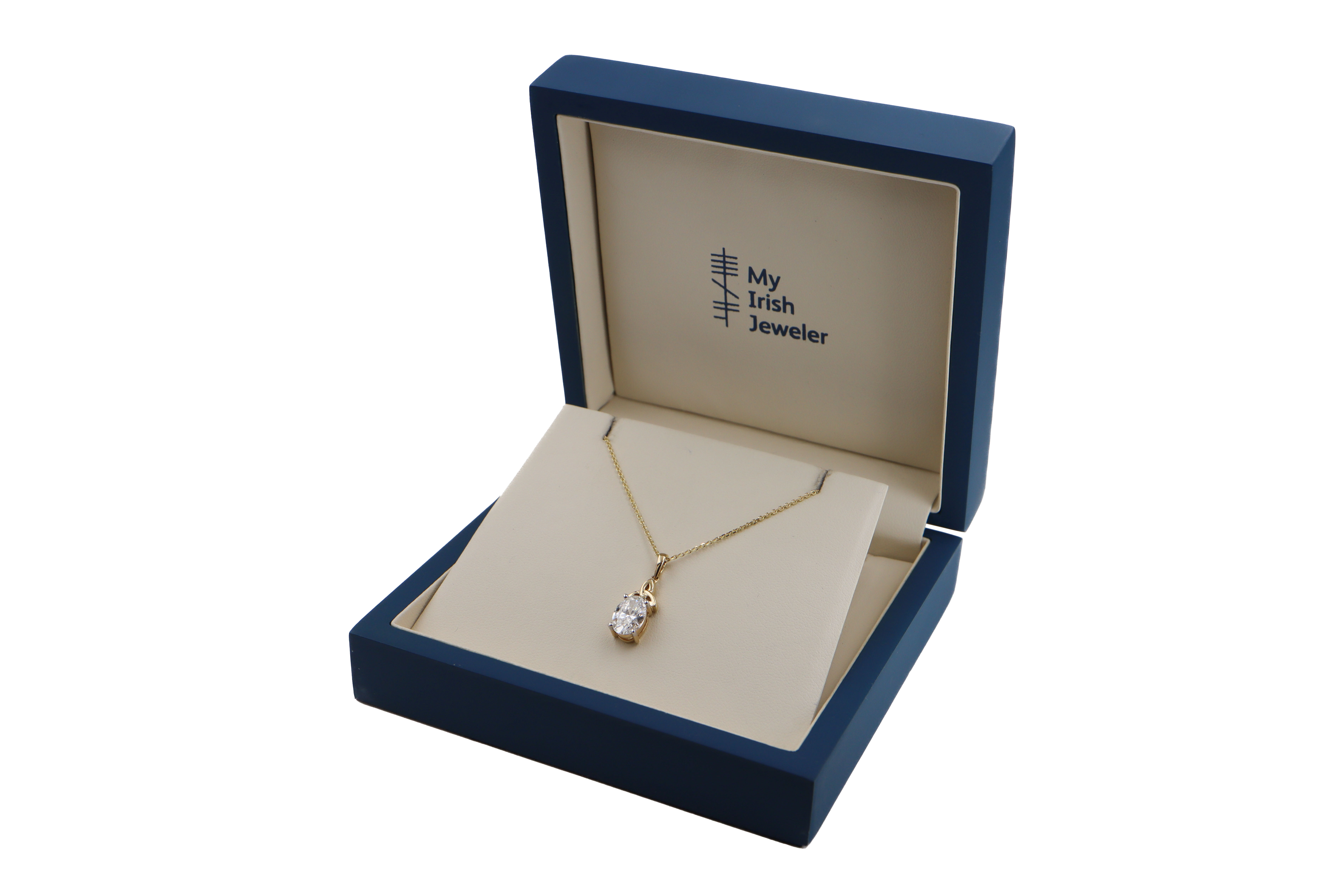 Womens Trinity Knot Necklace in 14K Yellow Gold. In Luxury Packaging.