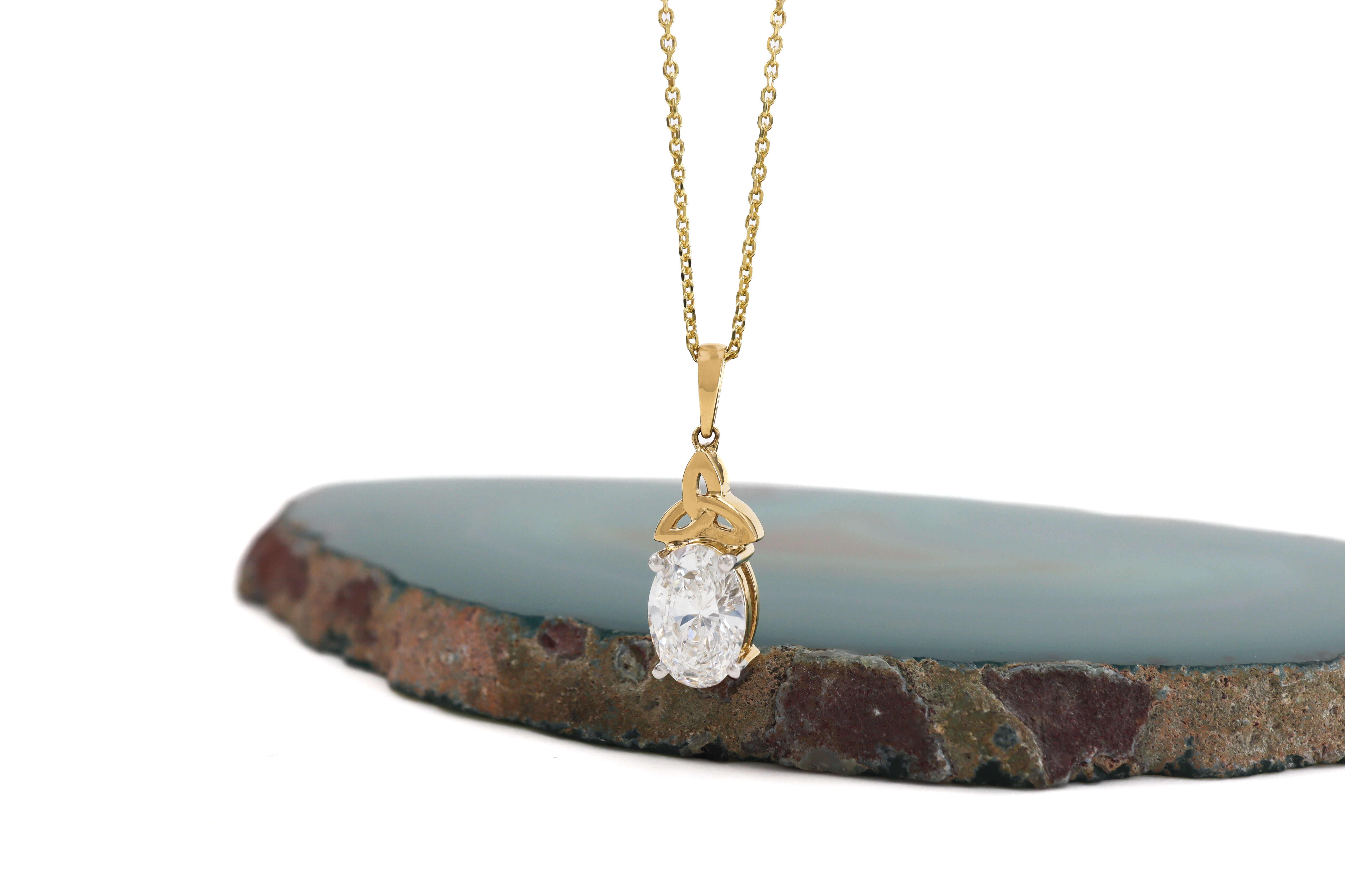 Womens Trinity Knot & Celtic Knot Necklace in Yellow Gold