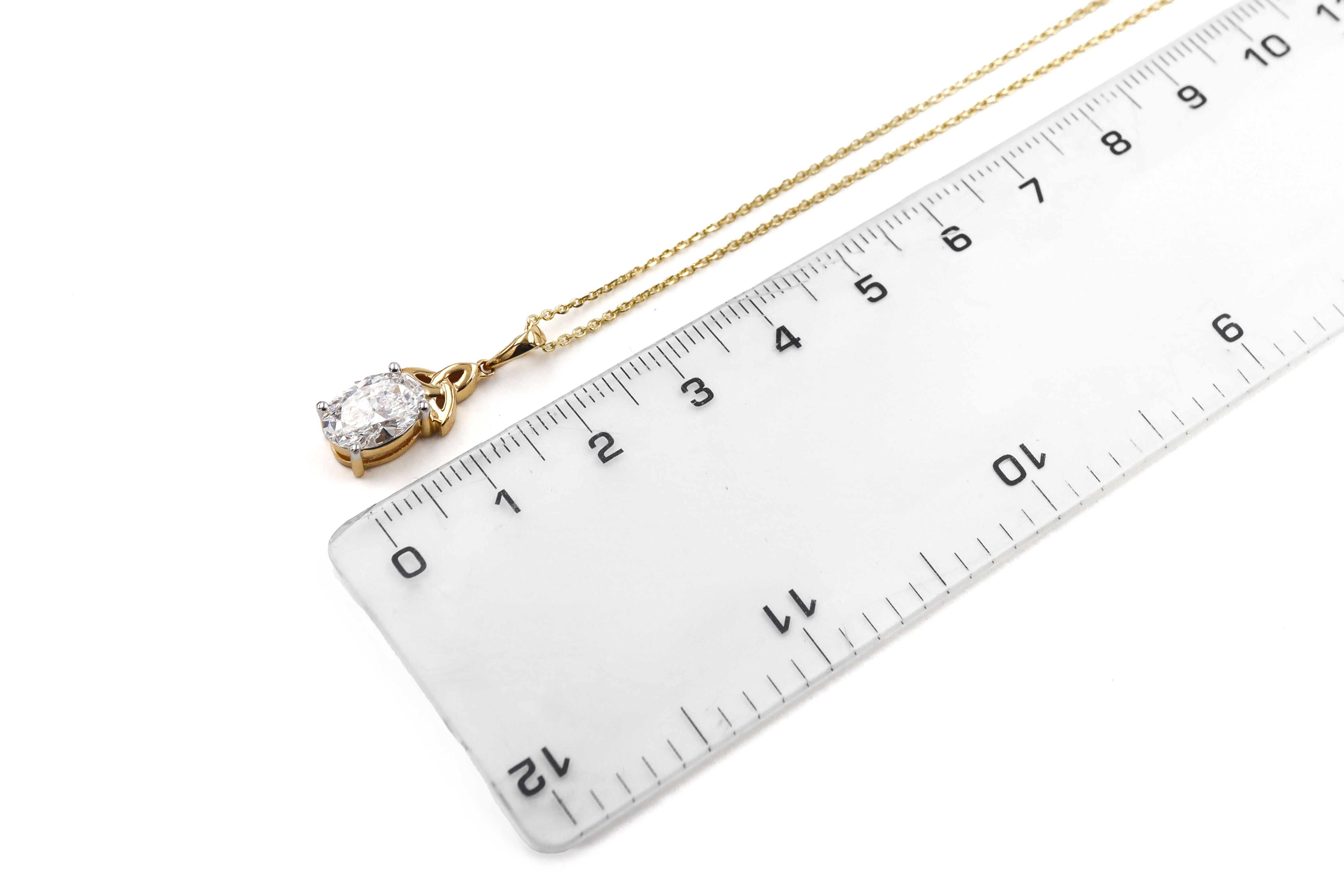 Luxurious 14K Yellow Gold Trinity Knot & Celtic Knot Necklace For Women. Picture For Scale.