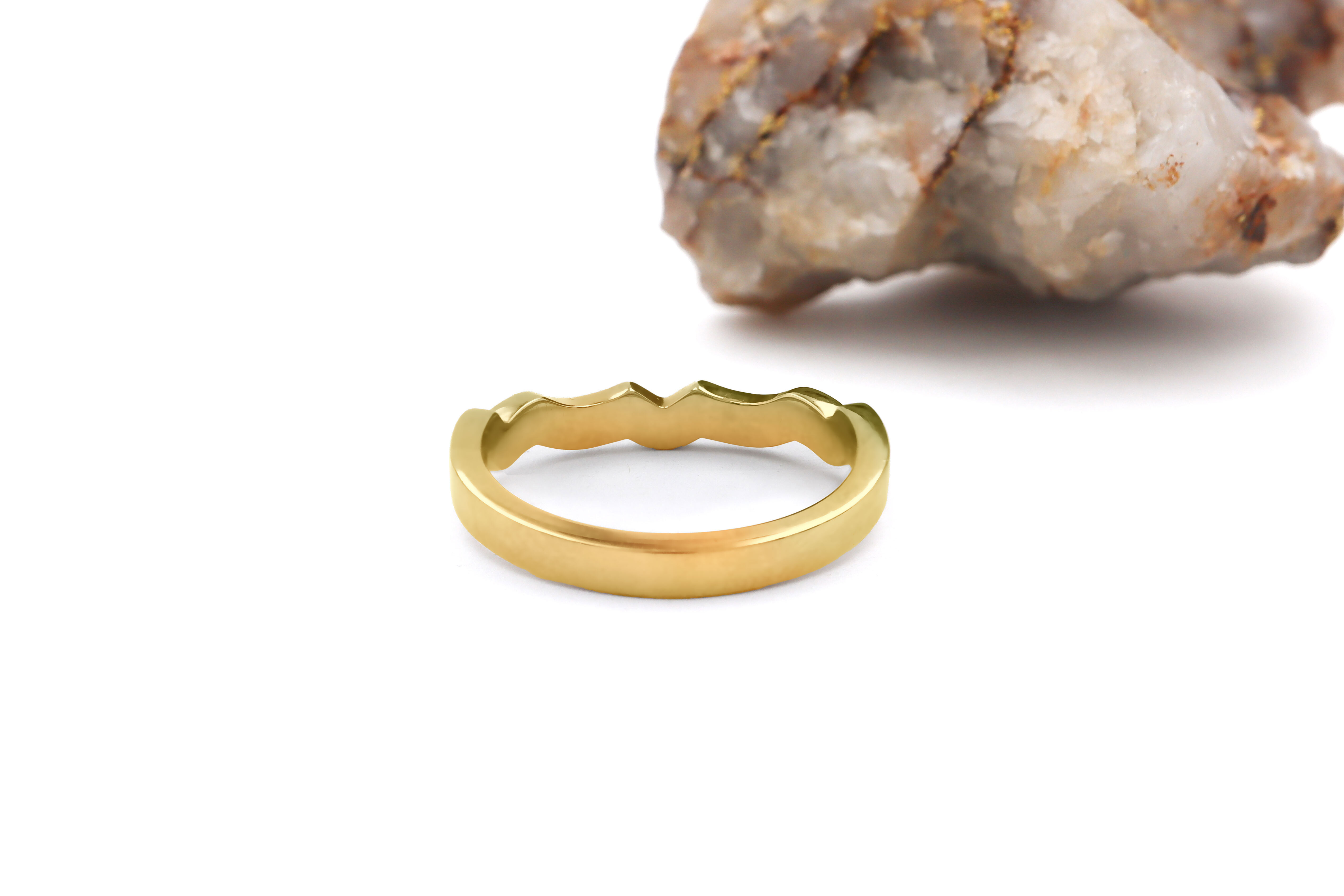 Diamond Wedding Band to Fit Claddagh Engagement Ring Sku 22377 back Yellow Gold