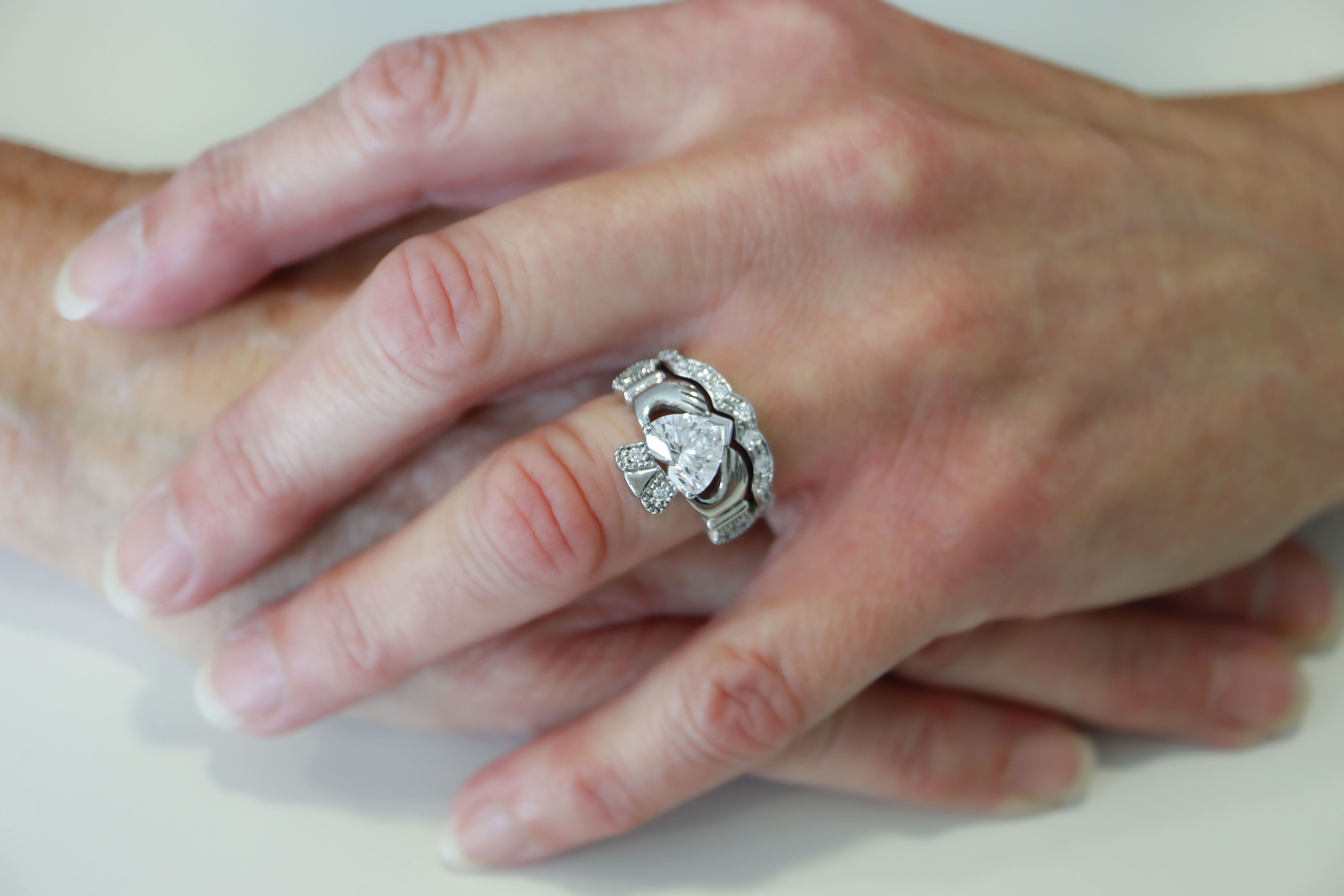 Diamond Wedding Band to Fit Claddagh Engagement Ring Sku 22377 model