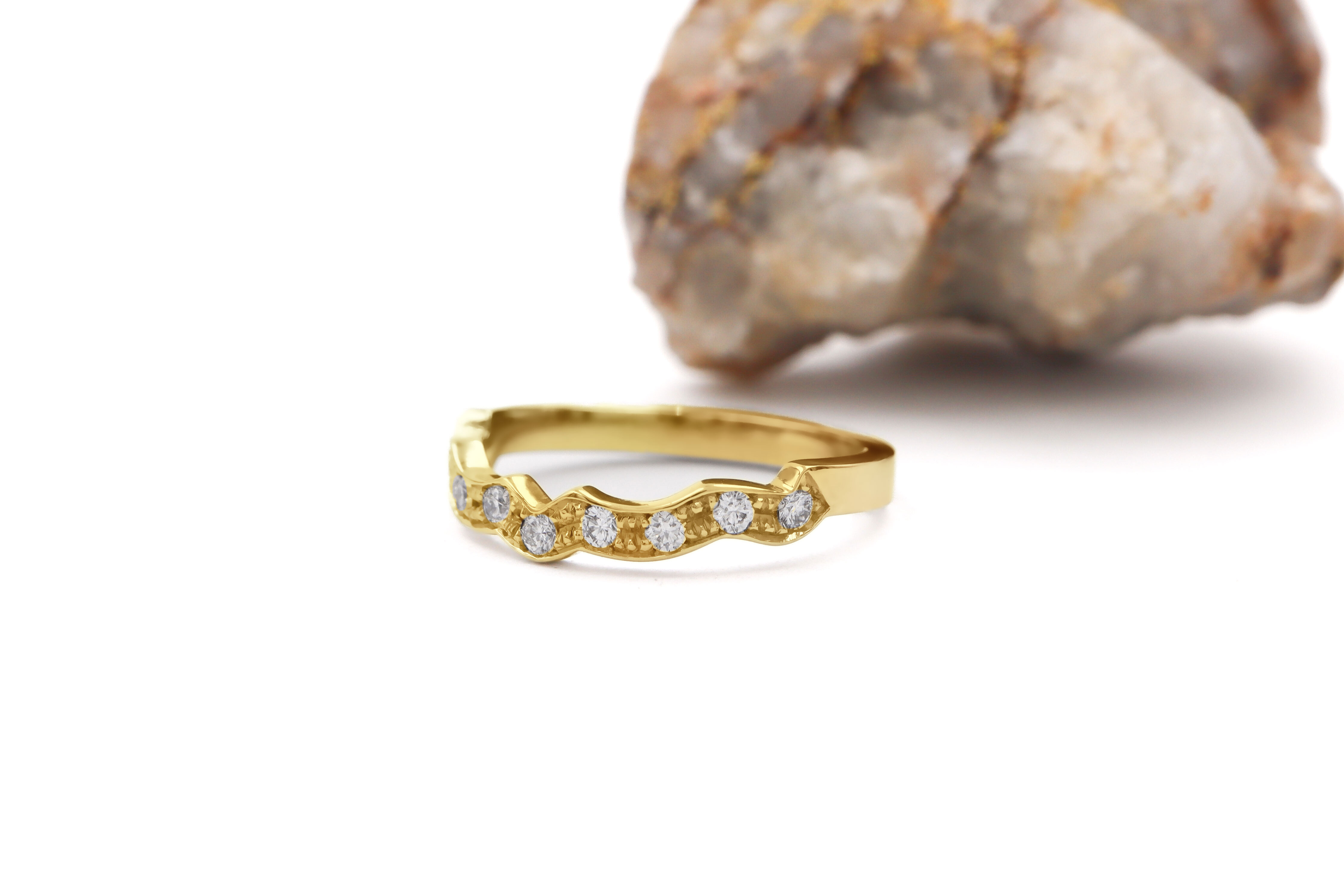 Diamond Wedding Band to Fit Claddagh Engagement Ring Sku 22377 side Yellow Gold