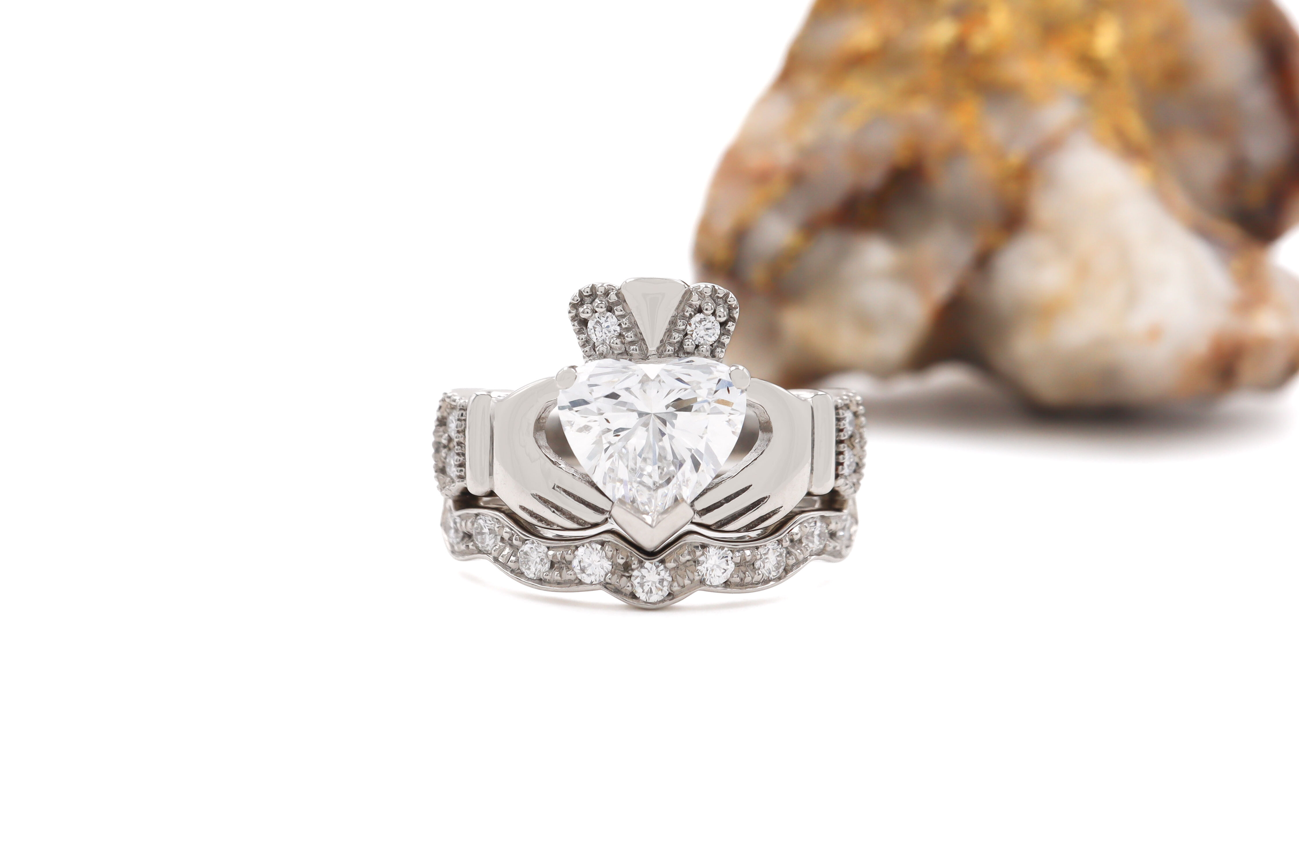 Diamond Wedding Band to Fit Claddagh Engagement Ring Sku 22377 with ring