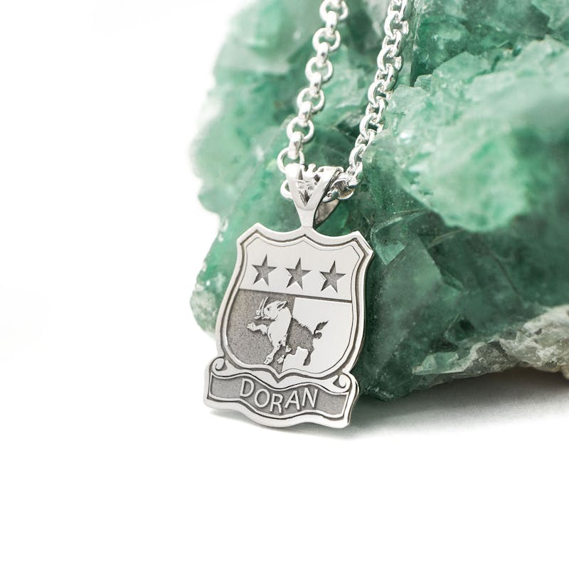 Gorgeous White Gold Family Crest Necklace